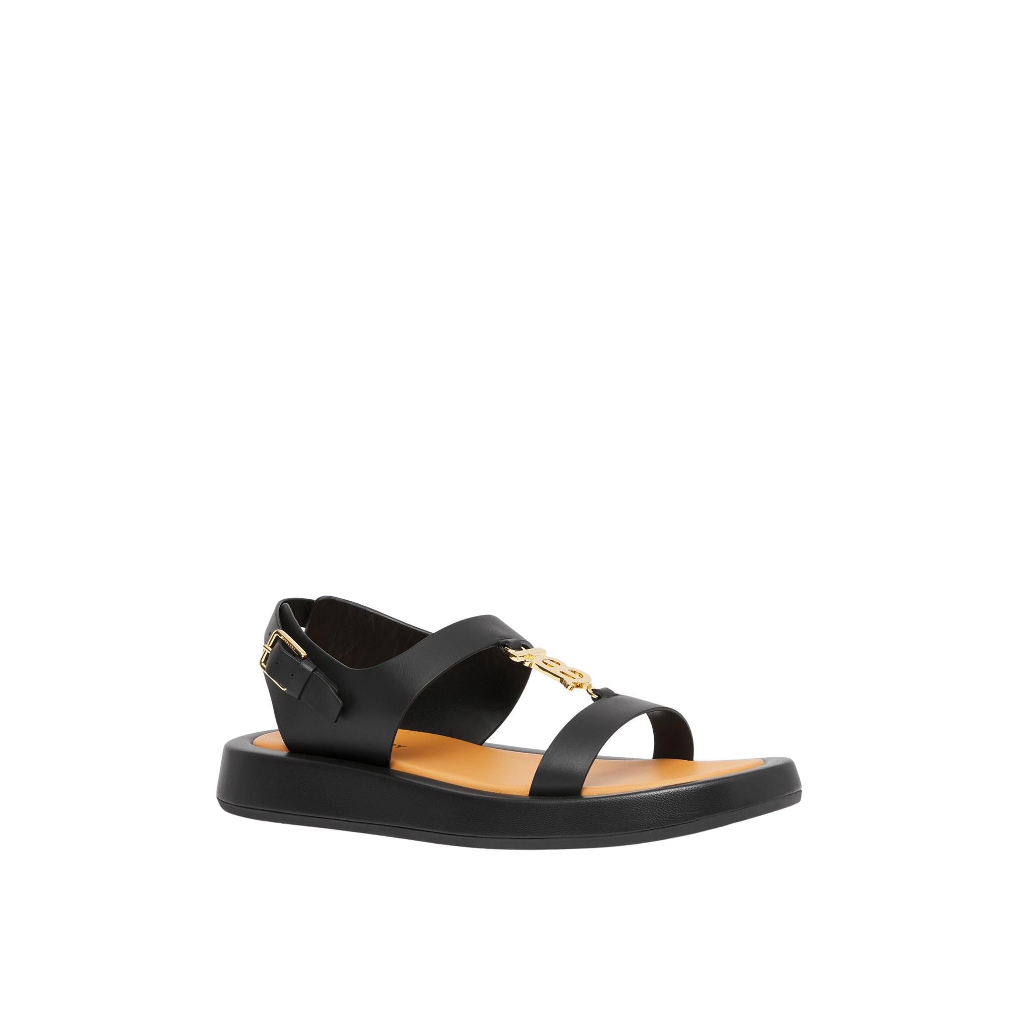 모노그램 모티프 레더 샌들