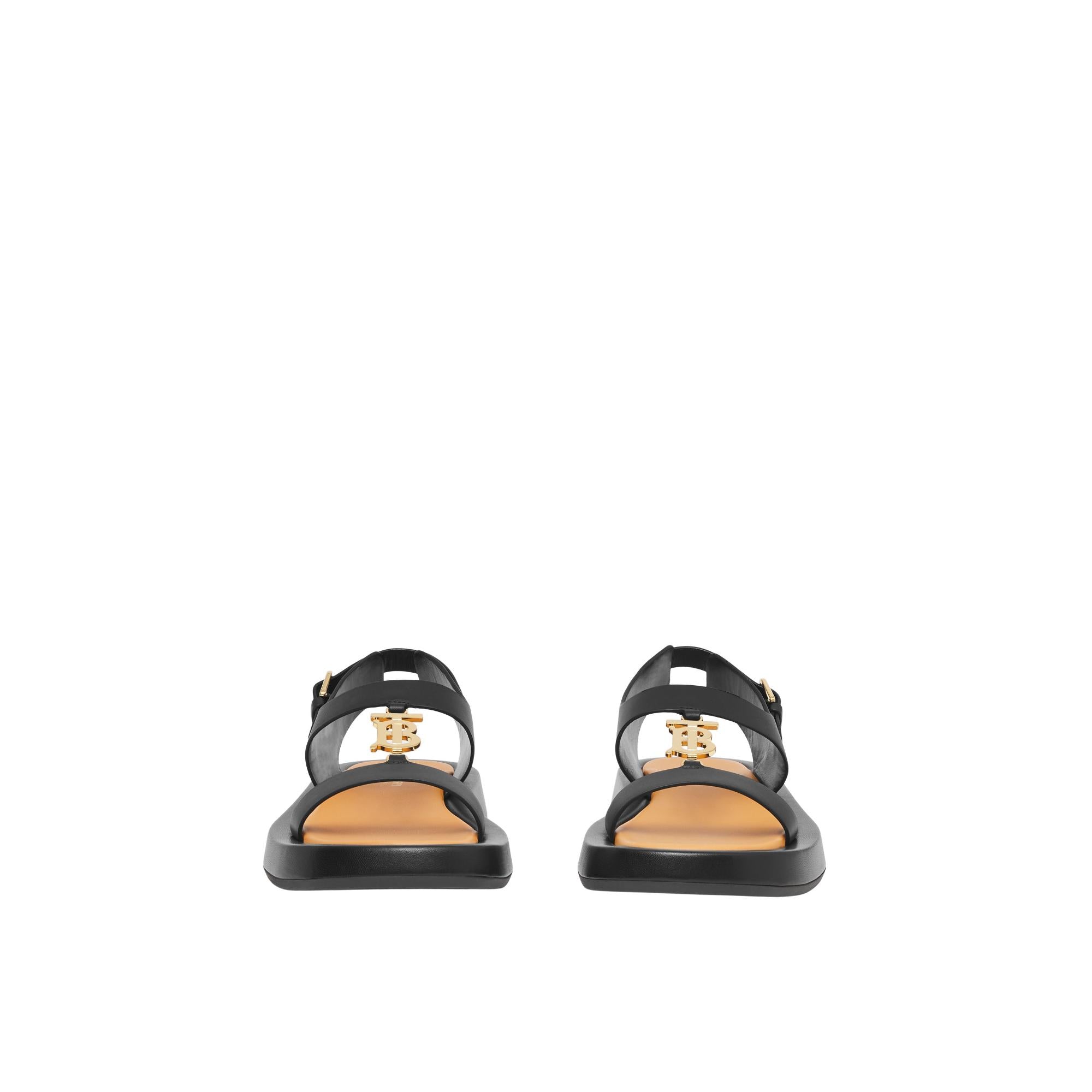 모노그램 모티프 레더 샌들