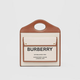 투톤 캔버스 레더 미디엄 포켓 백