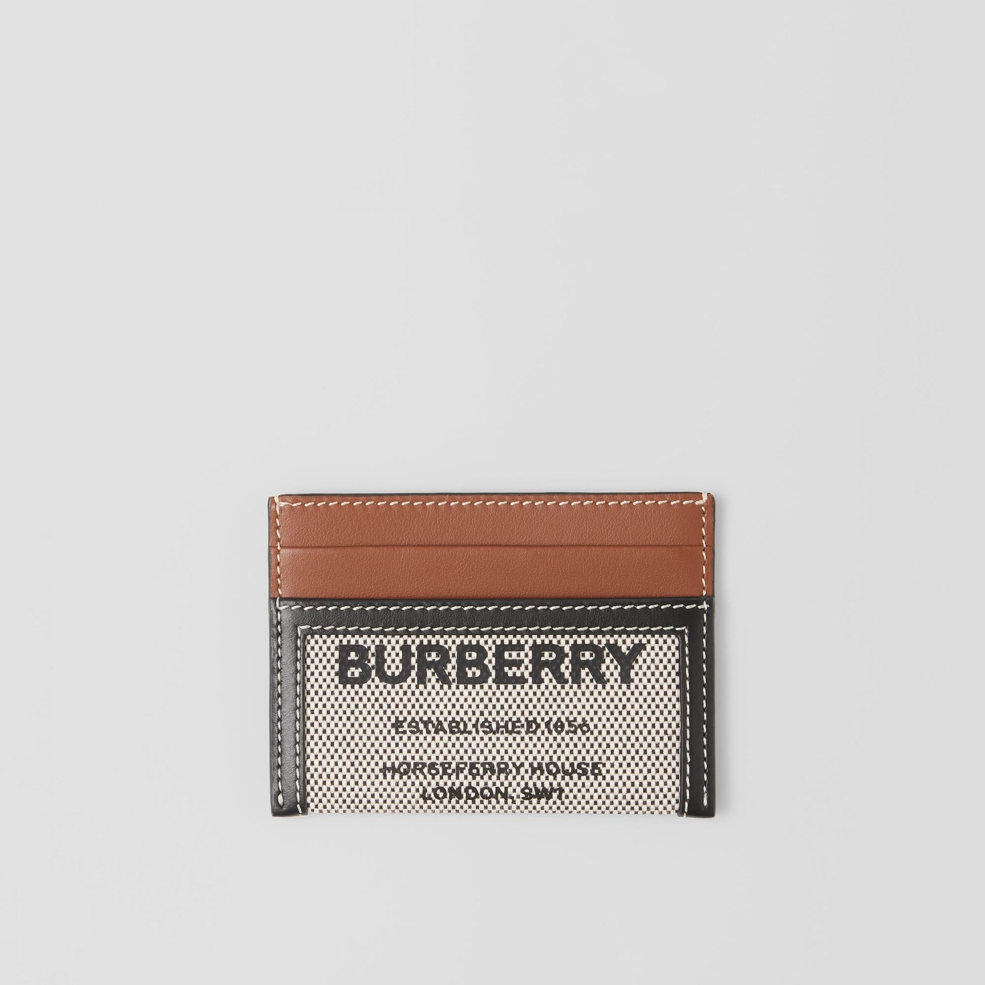 호스페리 프린트 코튼 캔버스 레더 카드 케이스