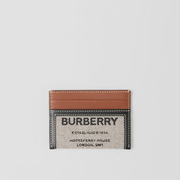 호스페리 프린트 코튼 캔버스 레더 카드 케이스