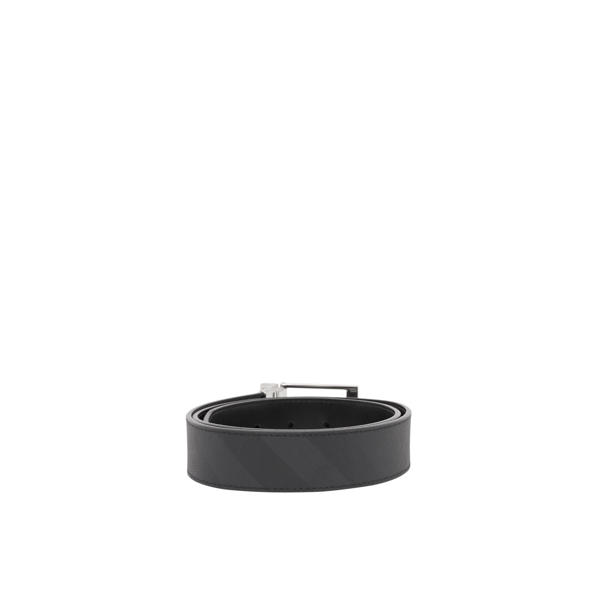 리버시블 런던 체크 레더 벨트