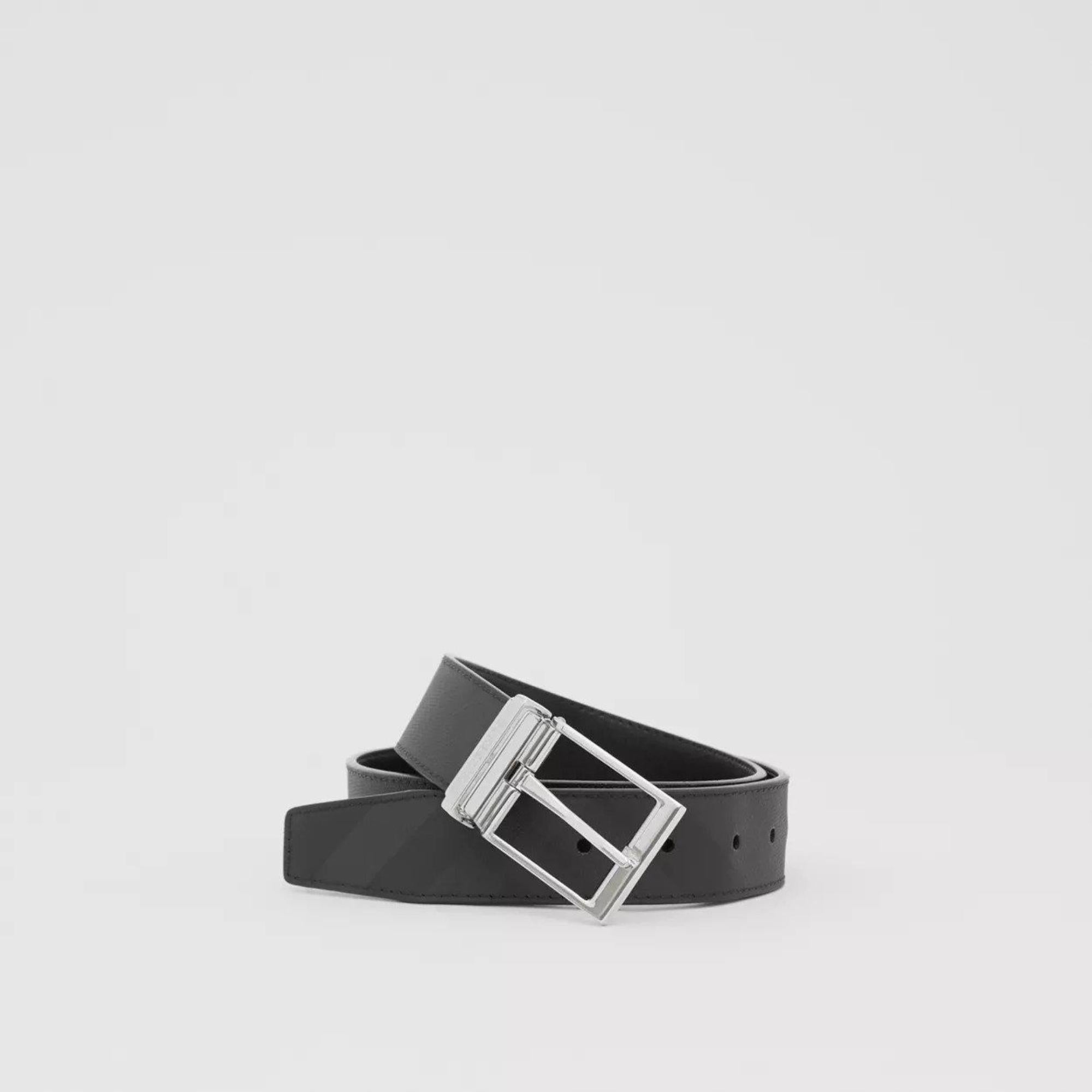 리버시블 런던 체크 레더 벨트