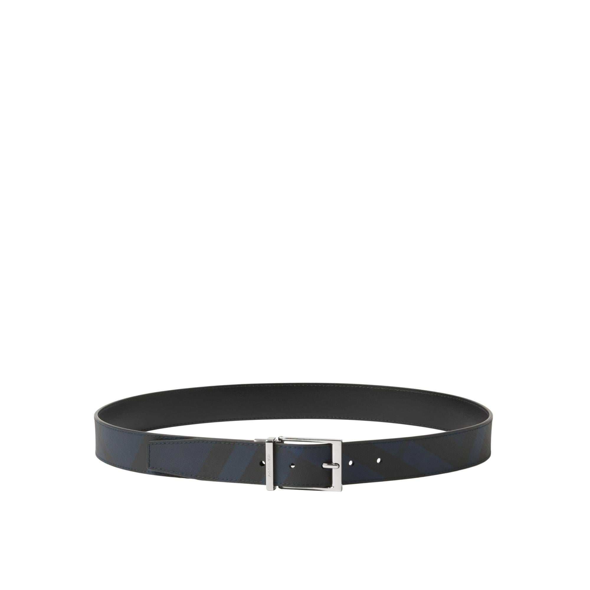 리버시블 런던 체크 레더 벨트