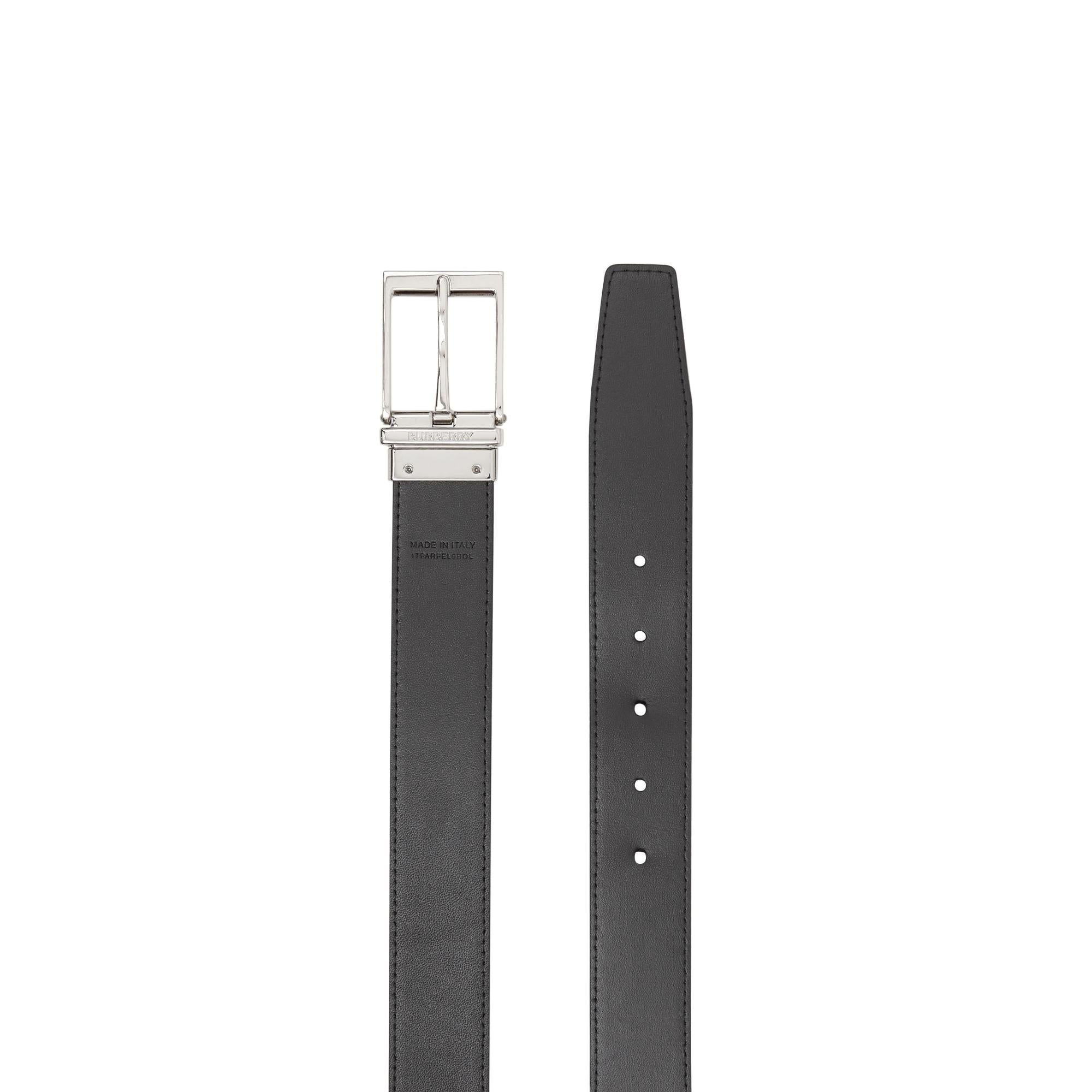 리버시블 런던 체크 레더 벨트