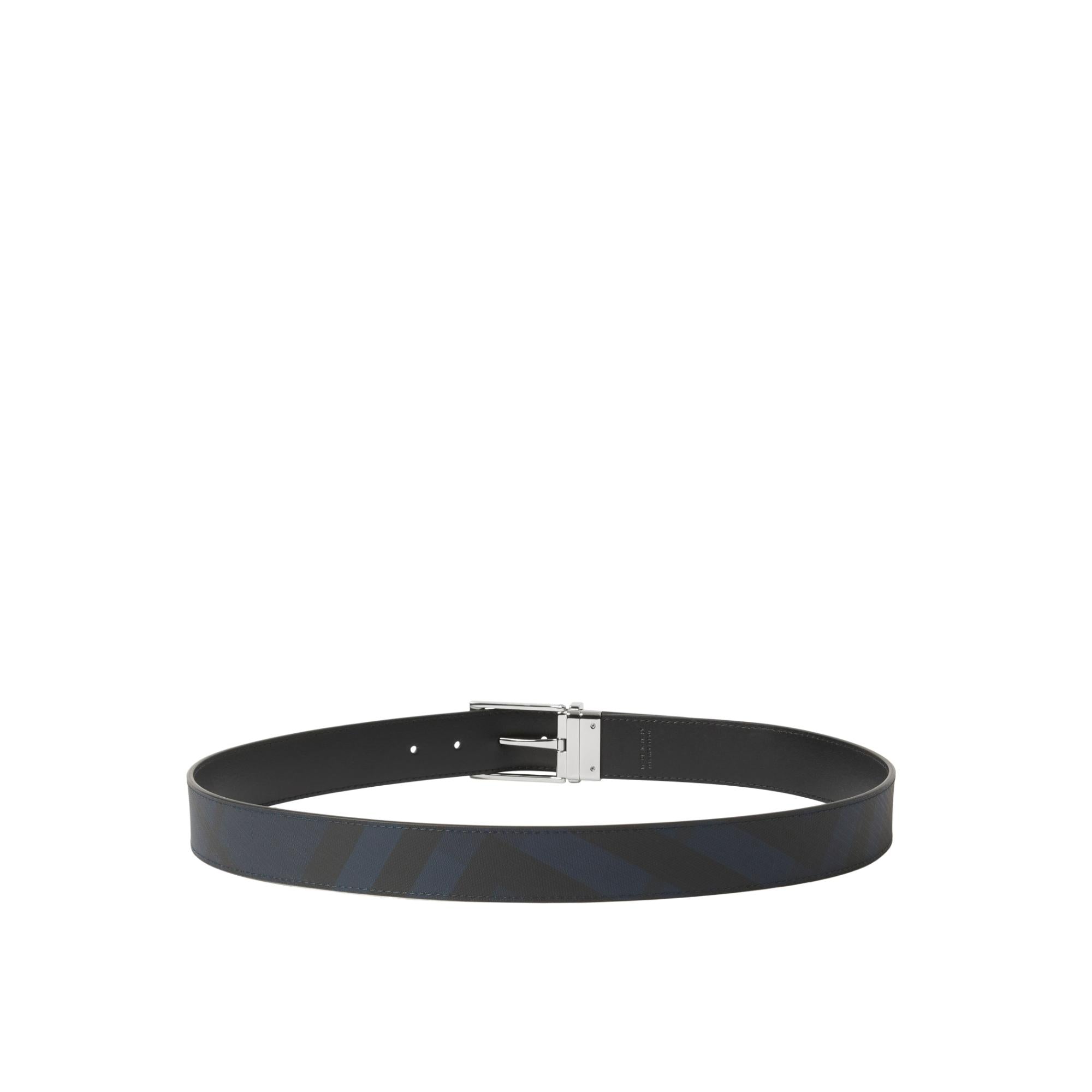 리버시블 런던 체크 레더 벨트