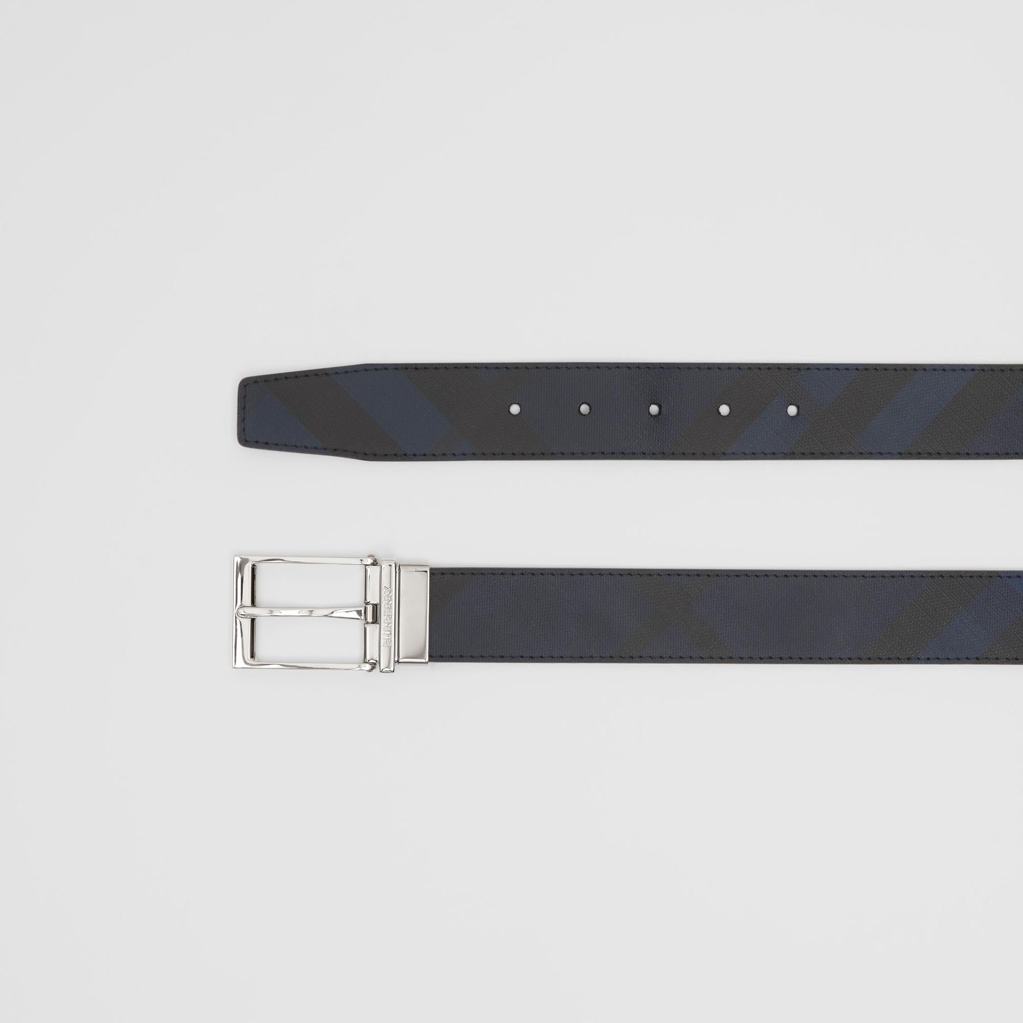 리버시블 런던 체크 레더 벨트