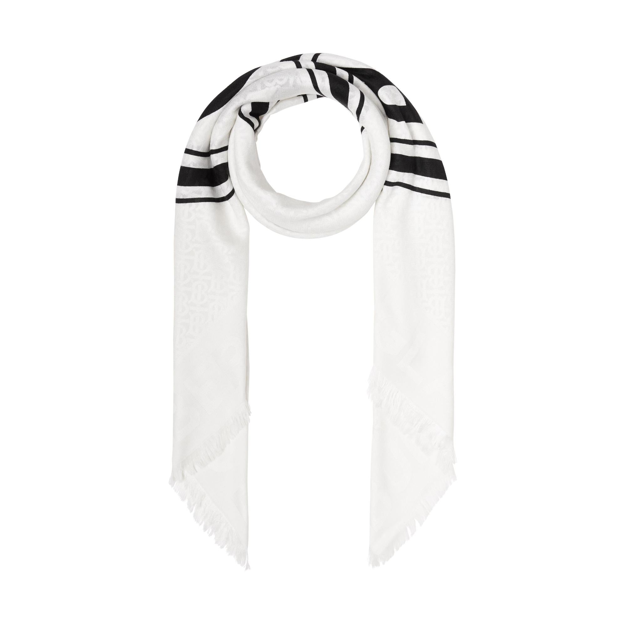 라지 로고 그래픽 실크 울 자카드 스퀘어 스카프