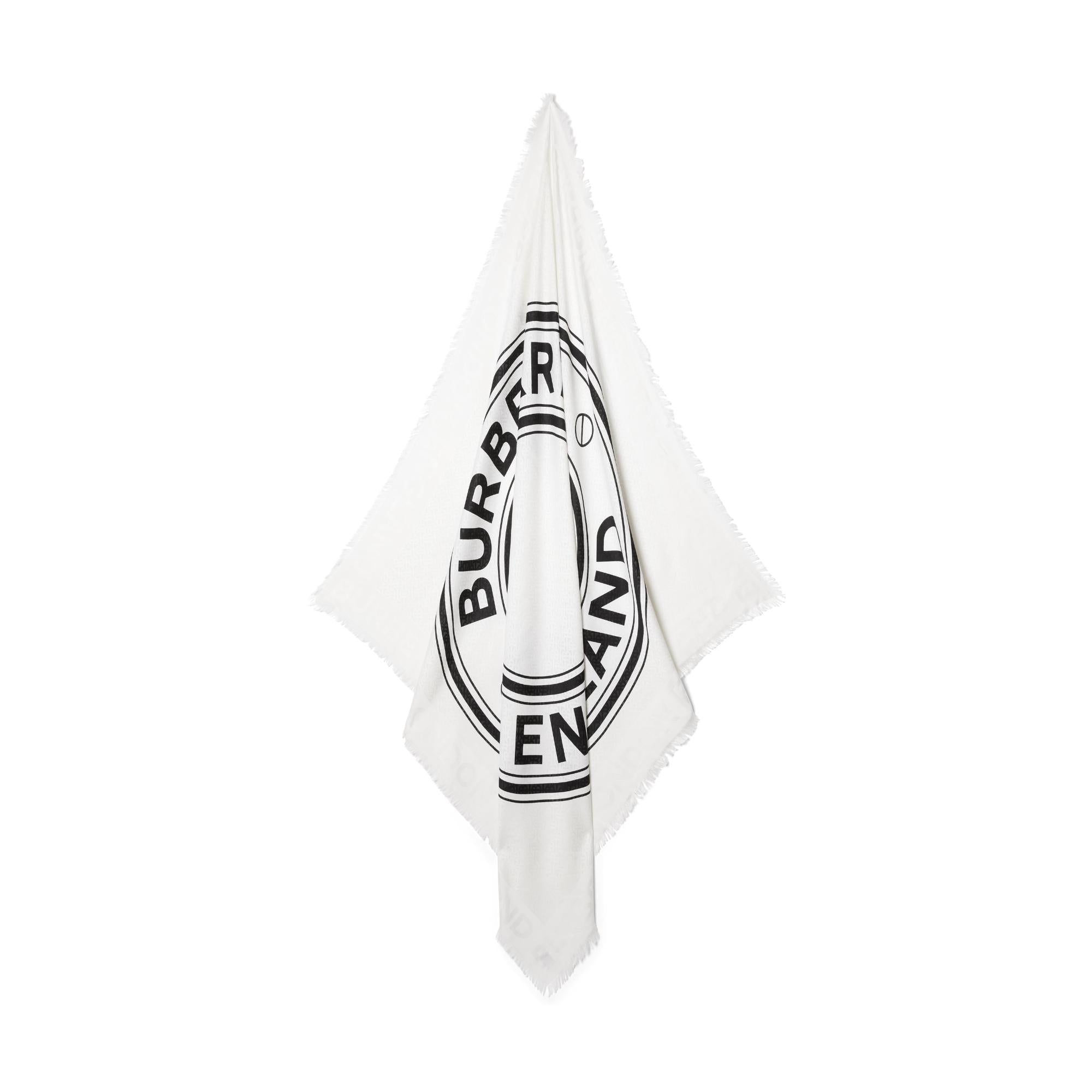 라지 로고 그래픽 실크 울 자카드 스퀘어 스카프