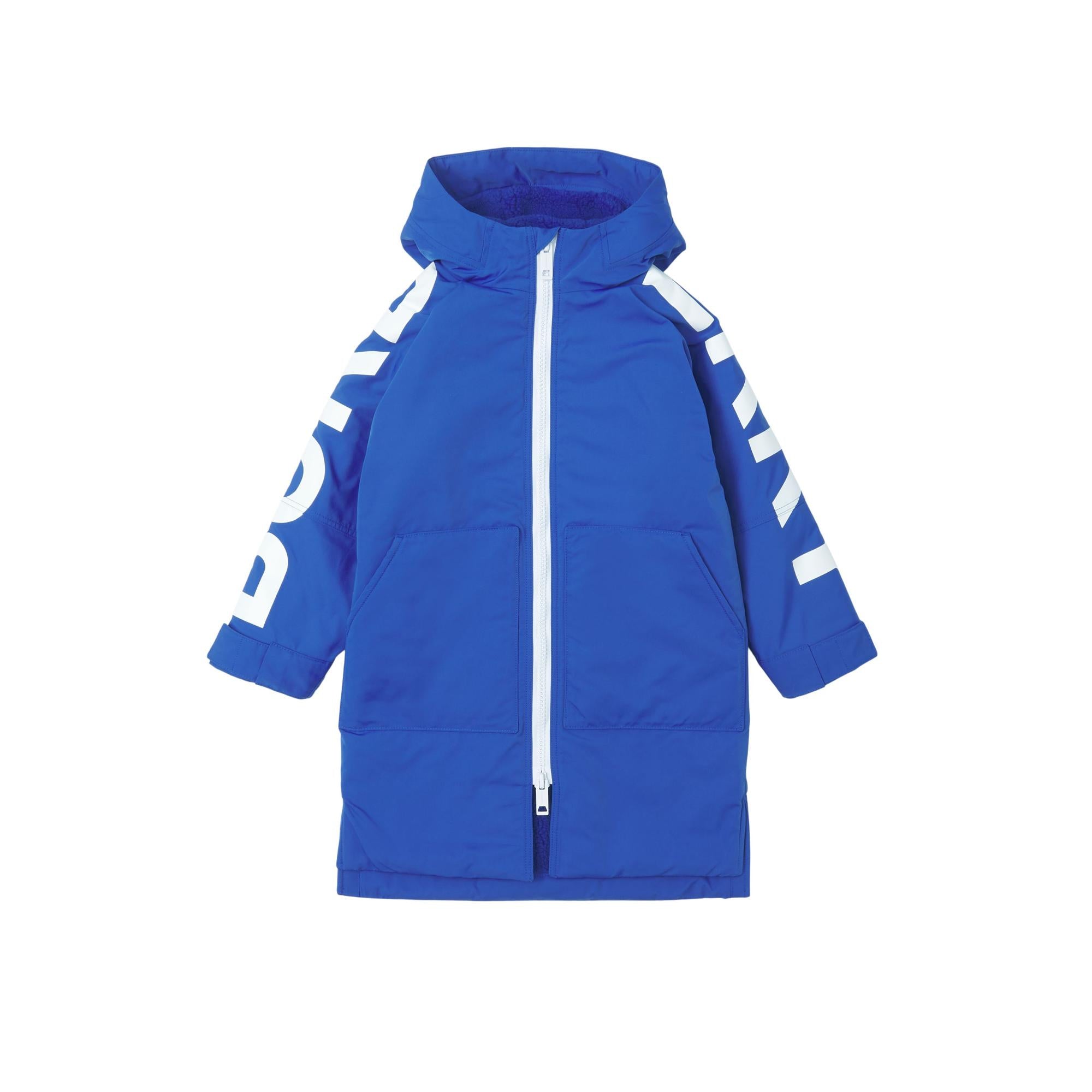 플리스 라이닝 로고 프린트 오버사이즈 코트