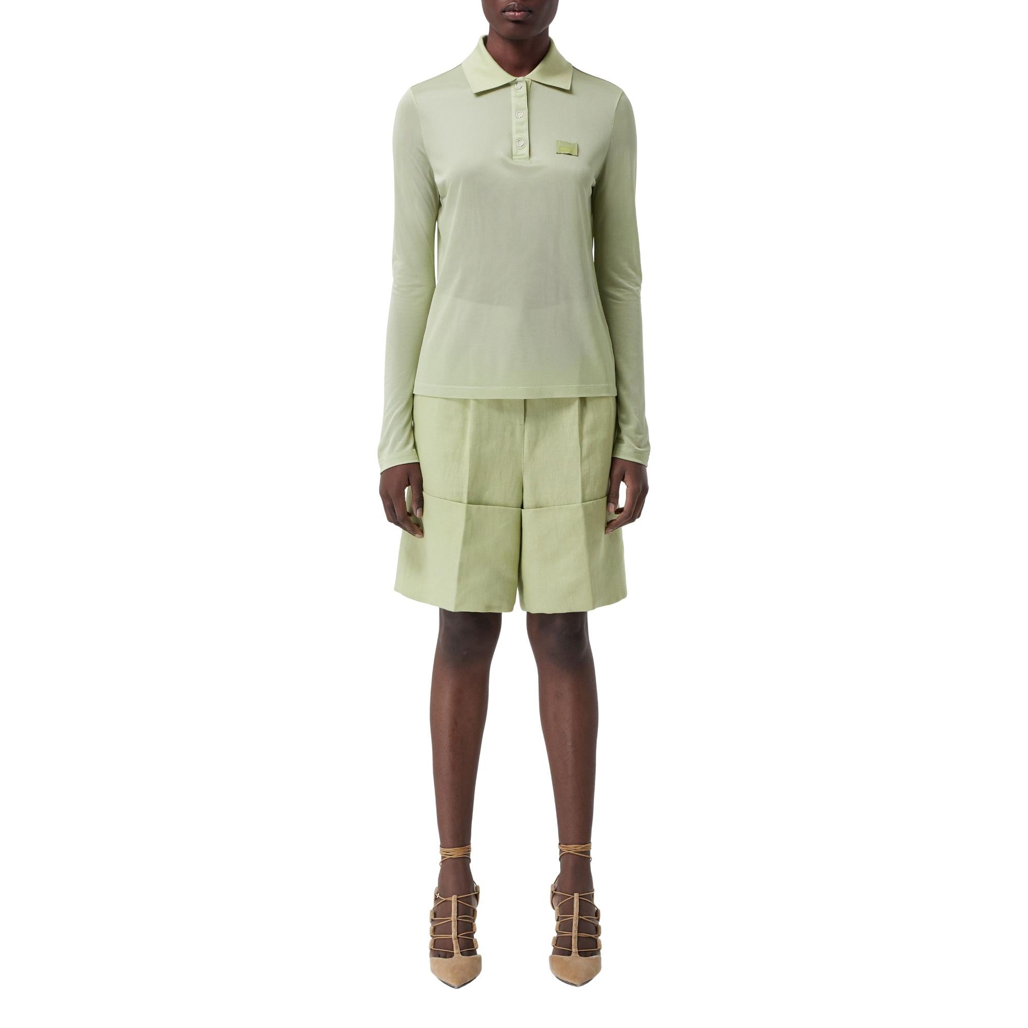 롱 슬리브 모노그램 모티프 저지 폴로셔츠