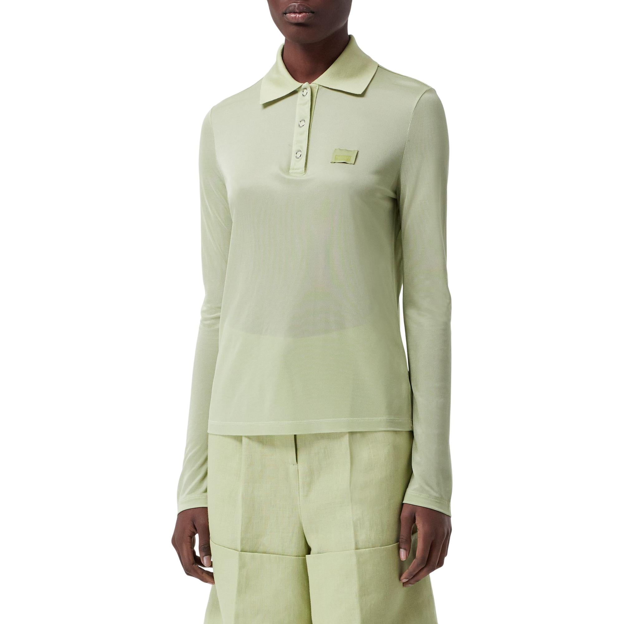 롱 슬리브 모노그램 모티프 저지 폴로셔츠