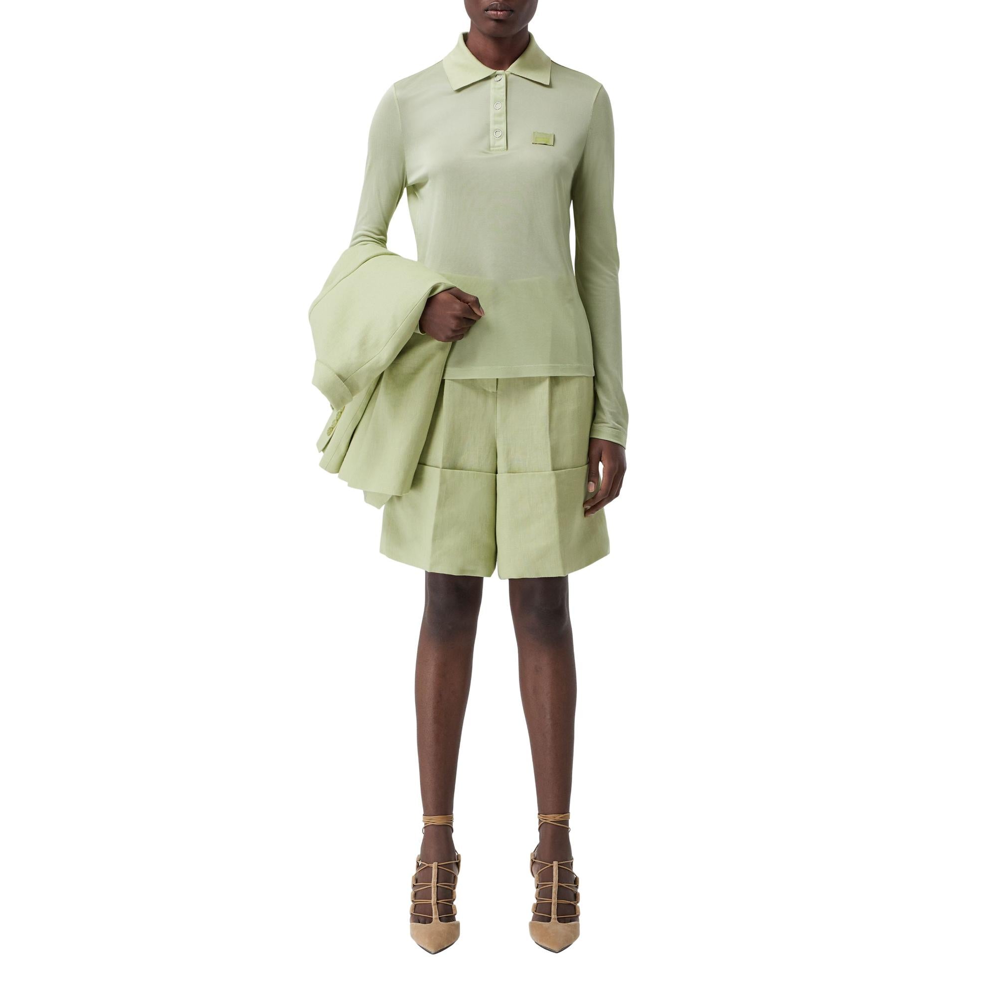 롱 슬리브 모노그램 모티프 저지 폴로셔츠