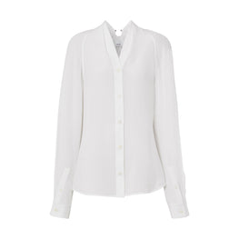 링 디테일 실크 칼라리스 블라우스