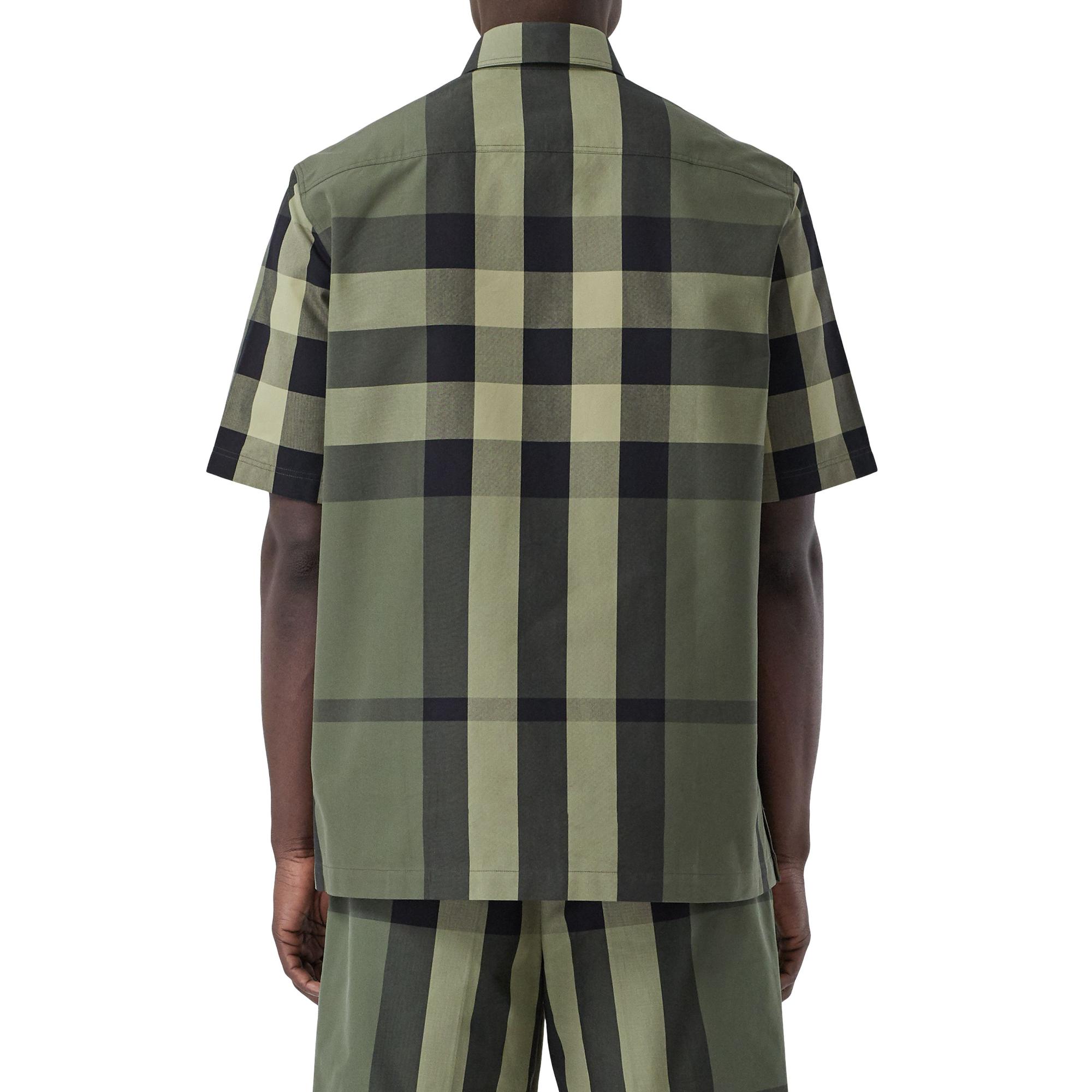 쇼트 슬리브 체크 코튼 셔츠