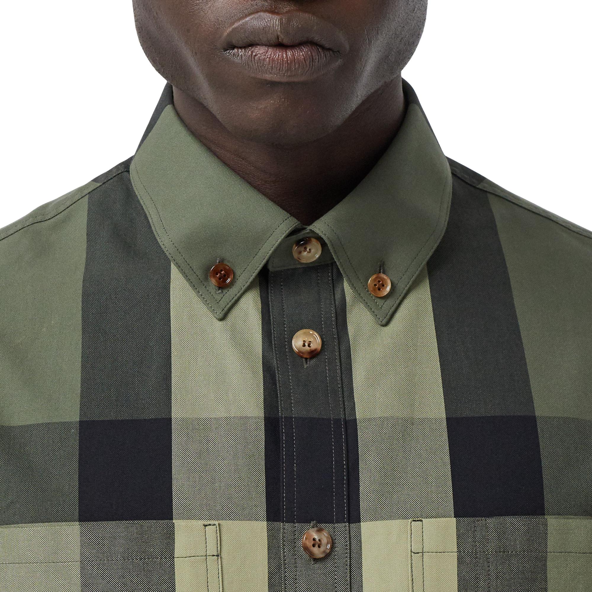 쇼트 슬리브 체크 코튼 셔츠