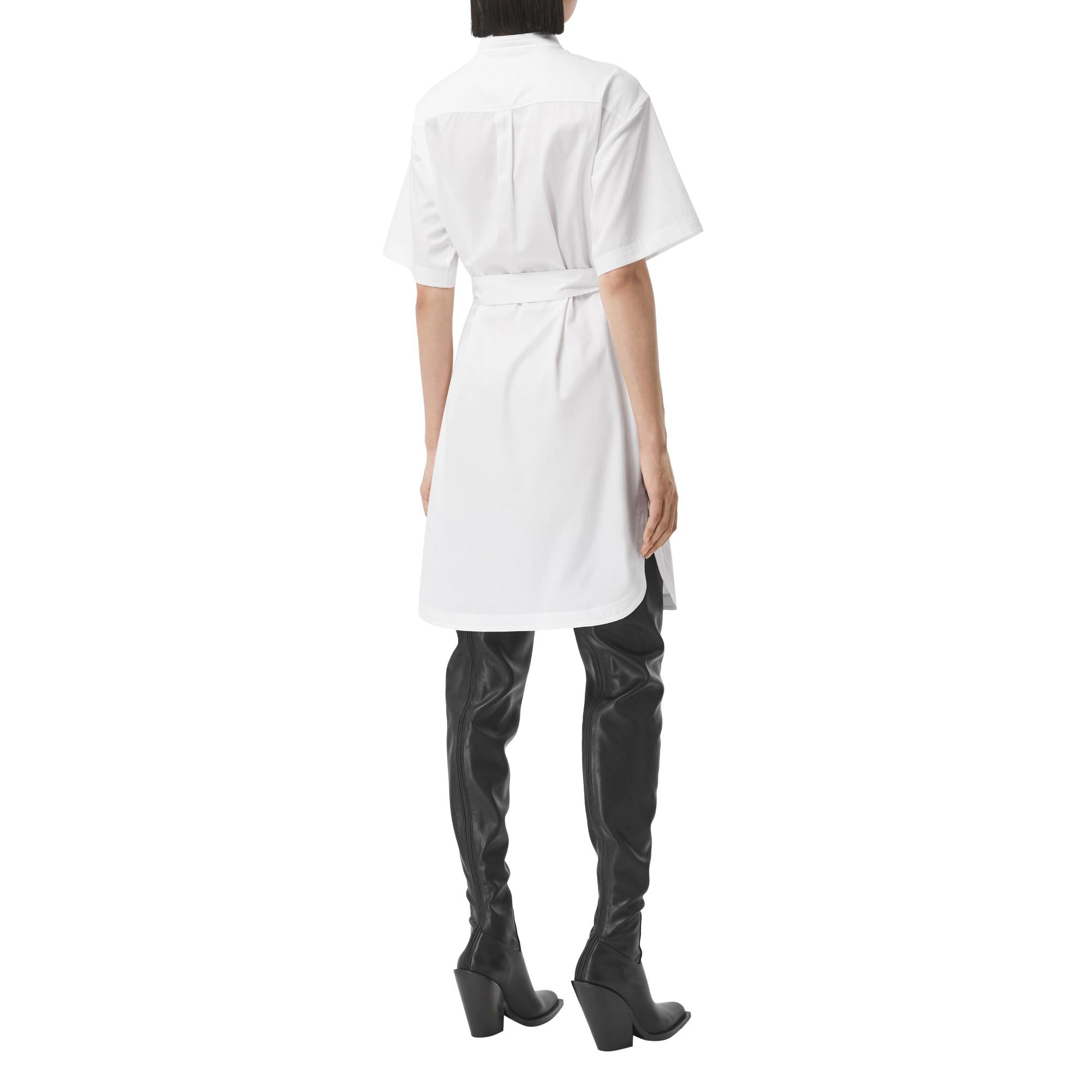 쇼트 슬리브 로고 그래픽 코튼 스목 드레스