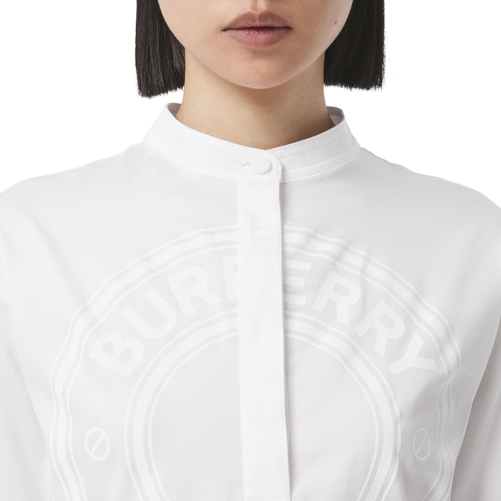 쇼트 슬리브 로고 그래픽 코튼 스목 드레스