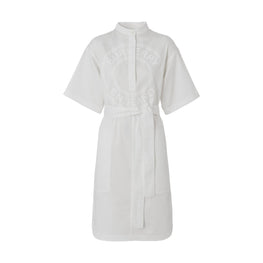 쇼트 슬리브 로고 그래픽 코튼 스목 드레스