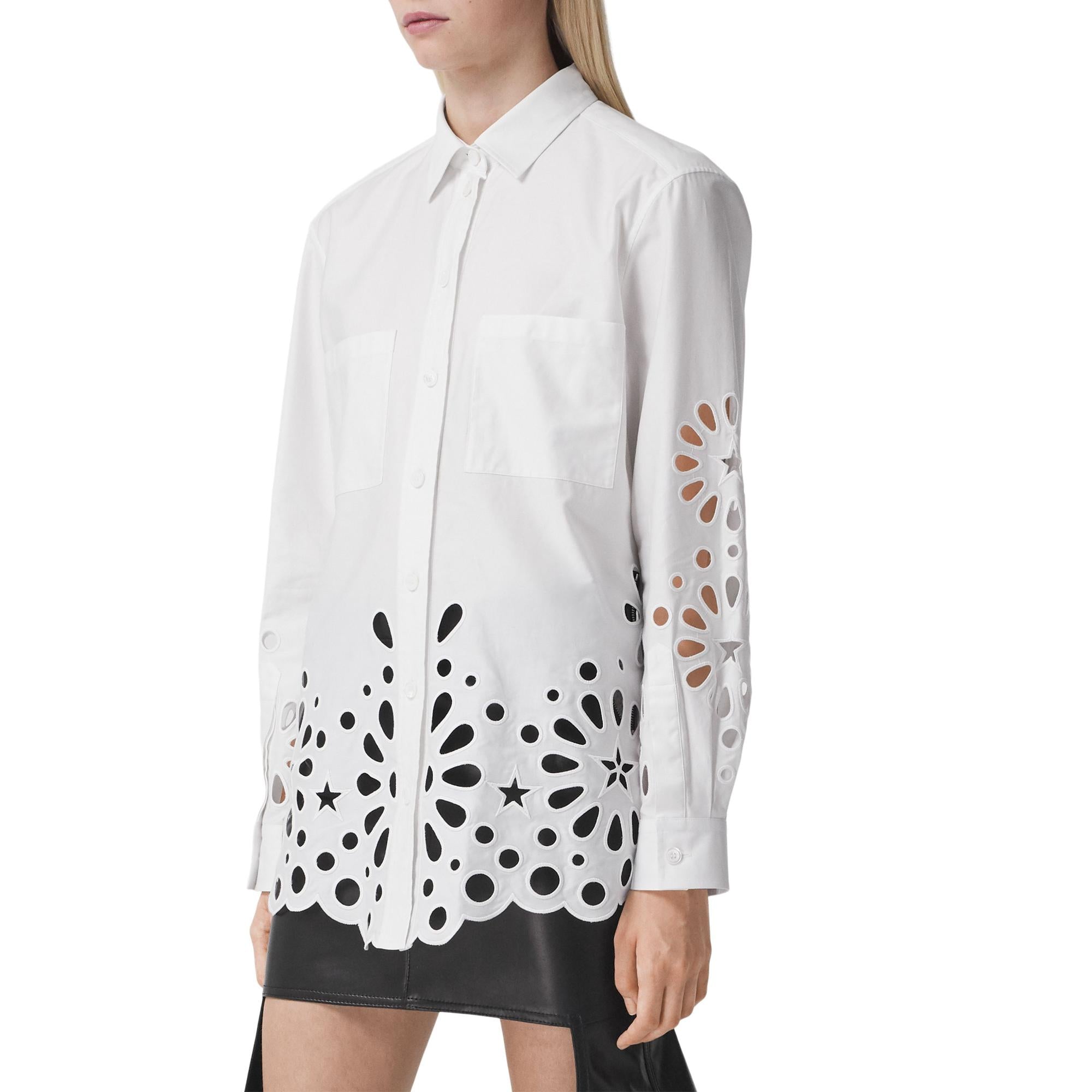 브로드리 앙글레즈 디테일 코튼 셔츠