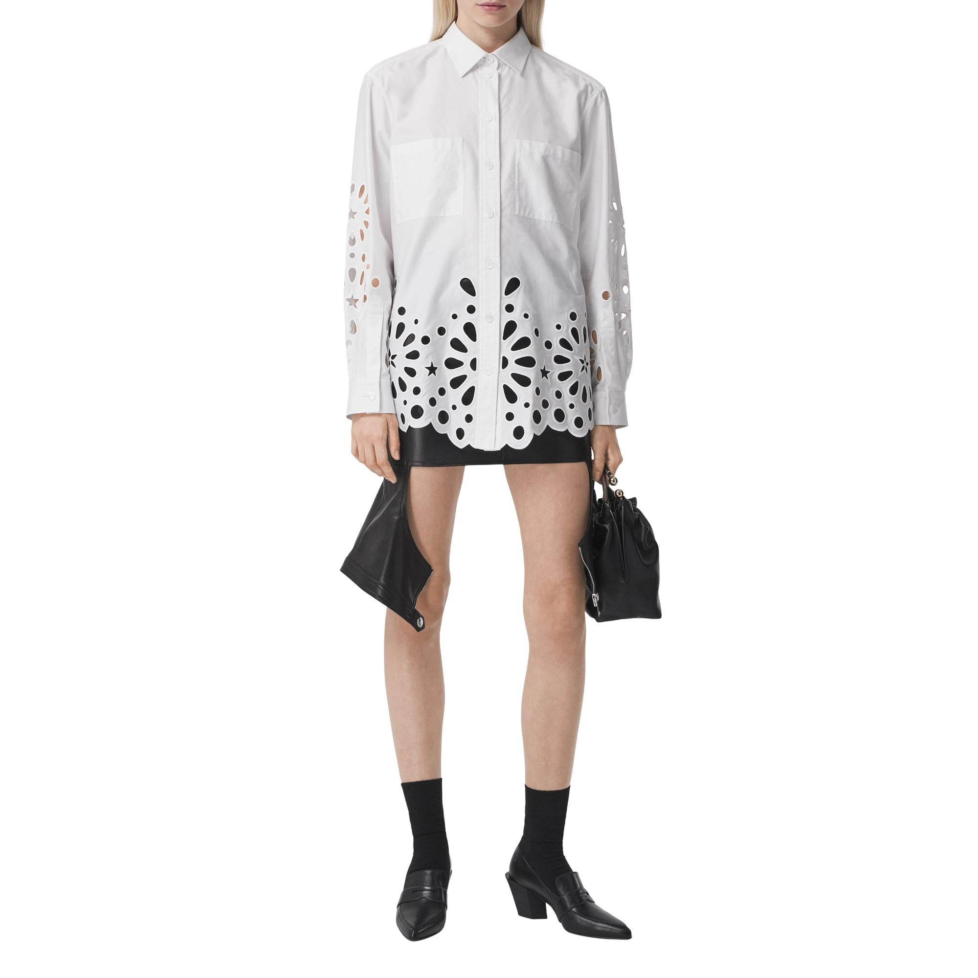 브로드리 앙글레즈 디테일 코튼 셔츠