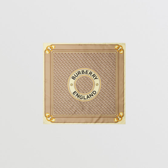 몽타주 프린트 실크 스퀘어 스카프