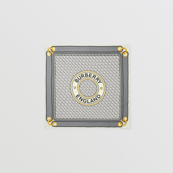 몽타주 프린트 실크 스퀘어 스카프