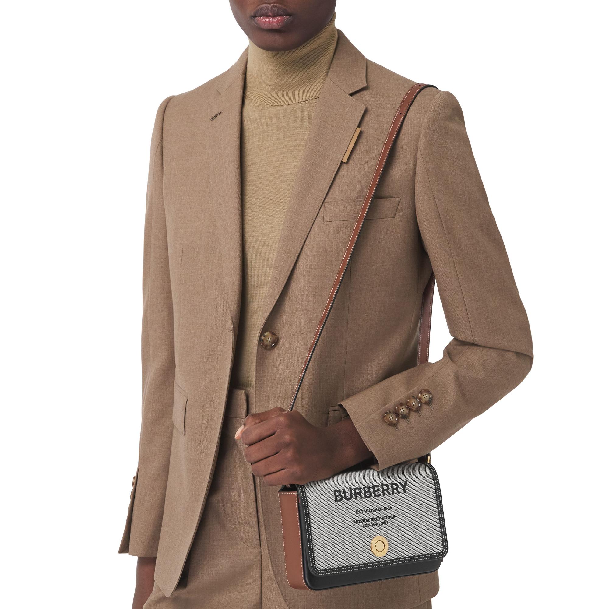 호스페리 프린트 캔버스 레더 크로스바디 백