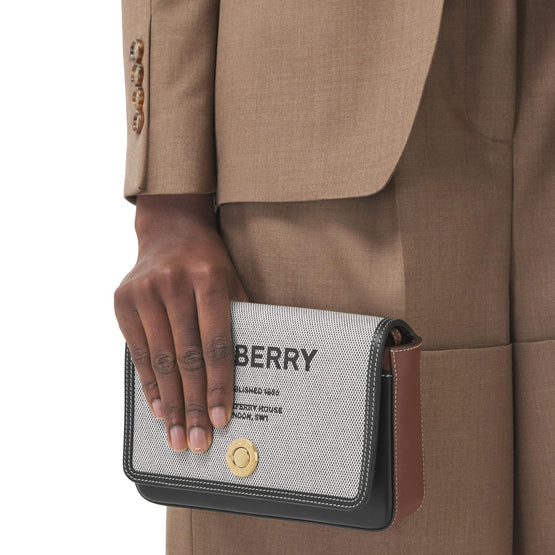 호스페리 프린트 캔버스 레더 크로스바디 백