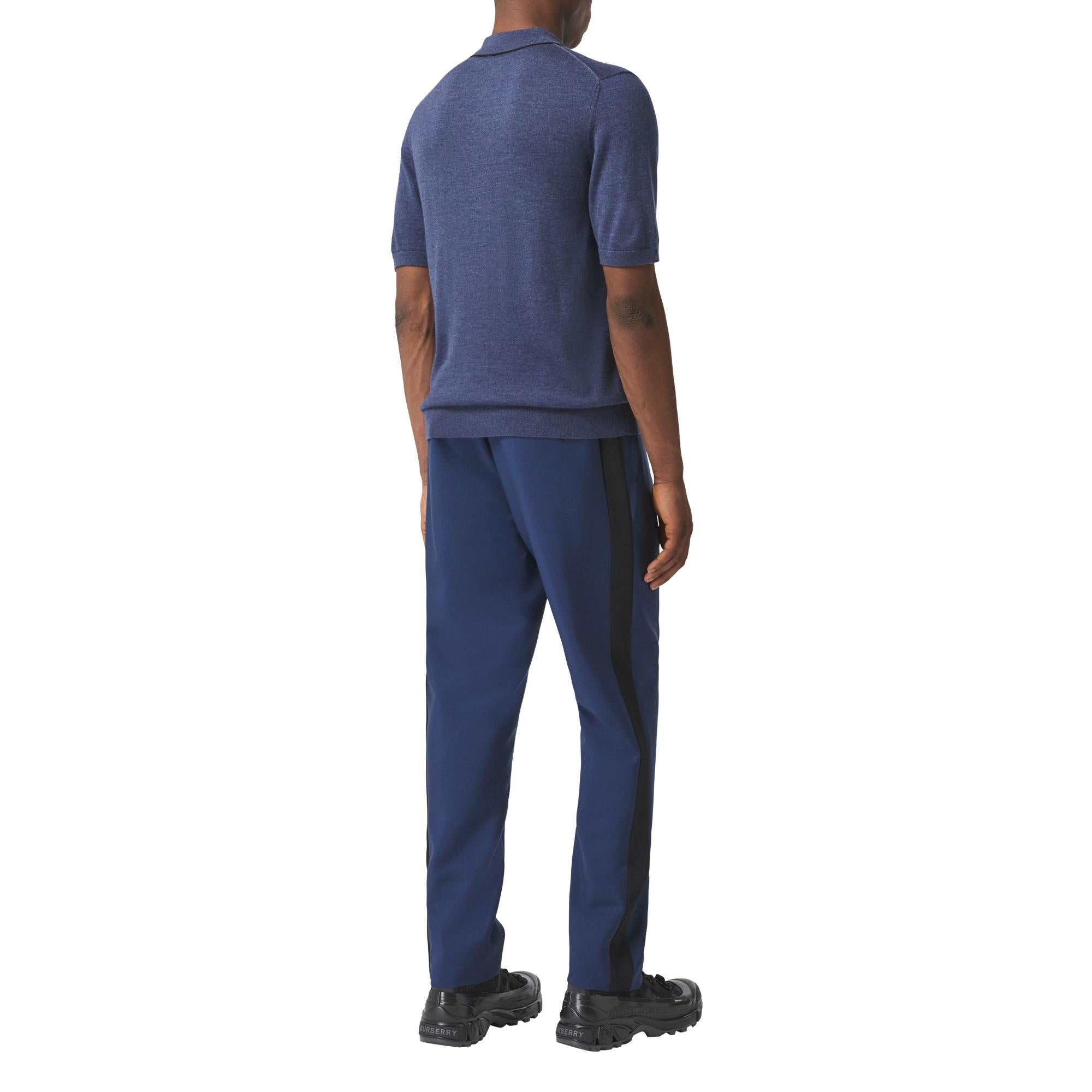 모노그램 모티프 울 실크 캐시미어 폴로셔츠