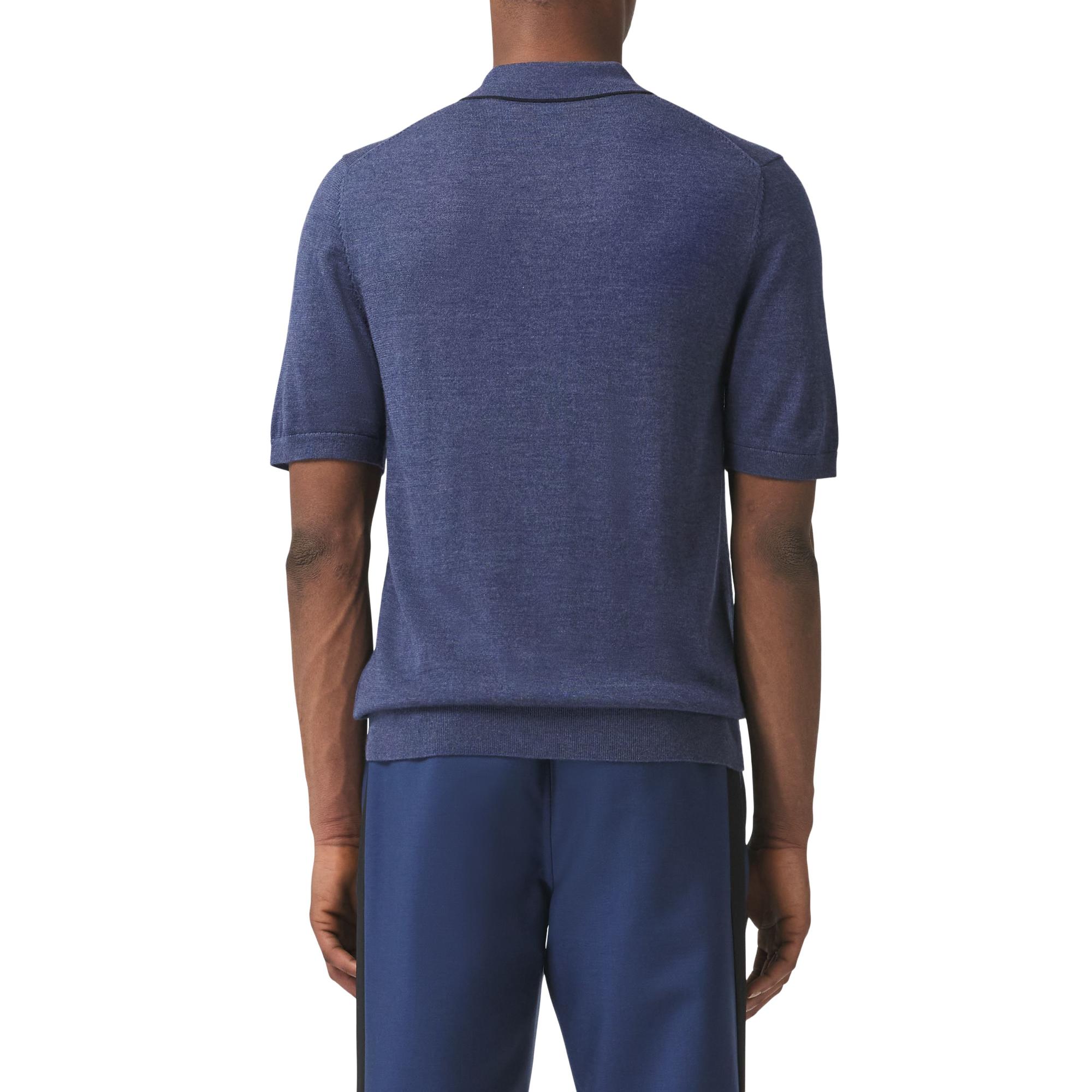 모노그램 모티프 울 실크 캐시미어 폴로셔츠