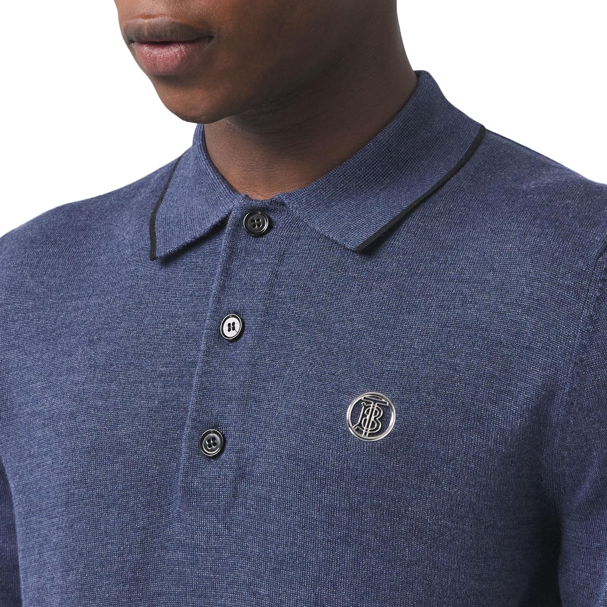 모노그램 모티프 울 실크 캐시미어 폴로셔츠