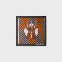 라지 디어 프린트 실크 울 스퀘어 스카프