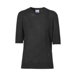 쇼트 슬리브 모노그램 모티프 울 실크 캐시미어 톱