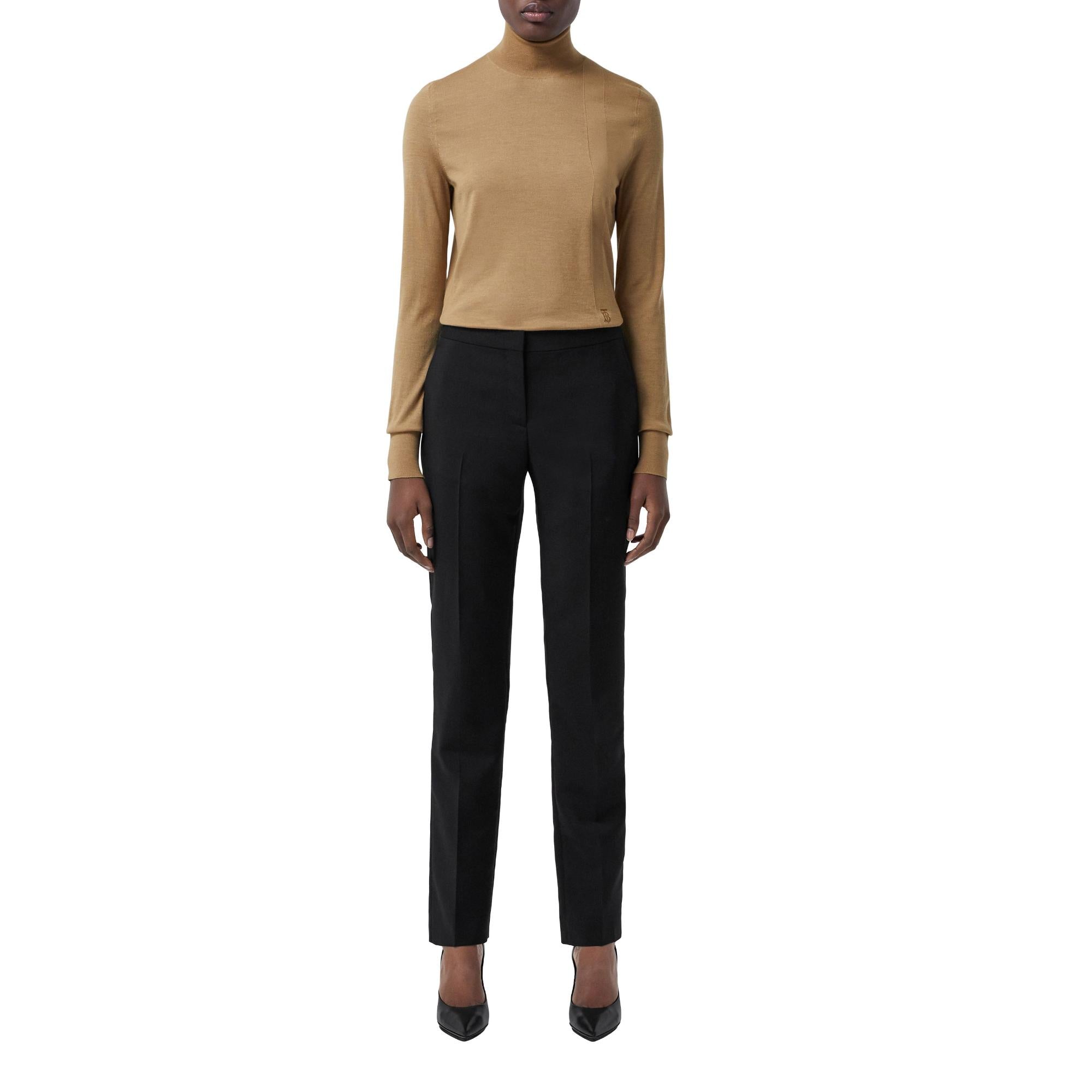 모노그램 모티프 울 실크 블렌드 퍼넬넥 스웨터