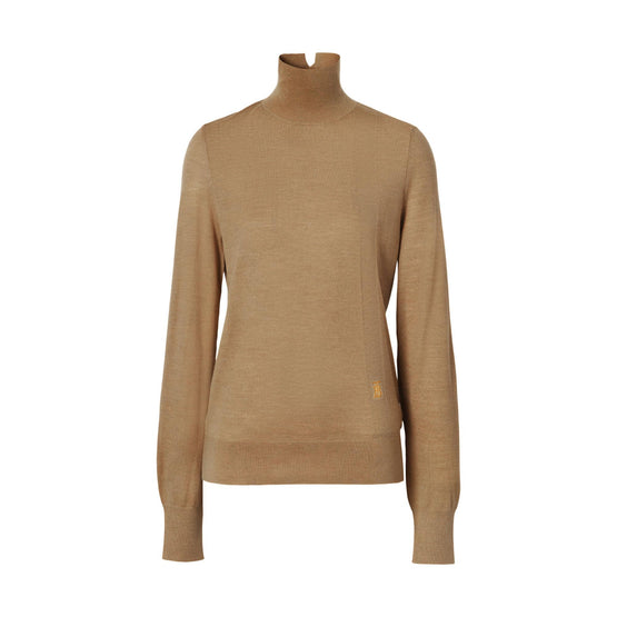 모노그램 모티프 울 실크 블렌드 퍼넬넥 스웨터