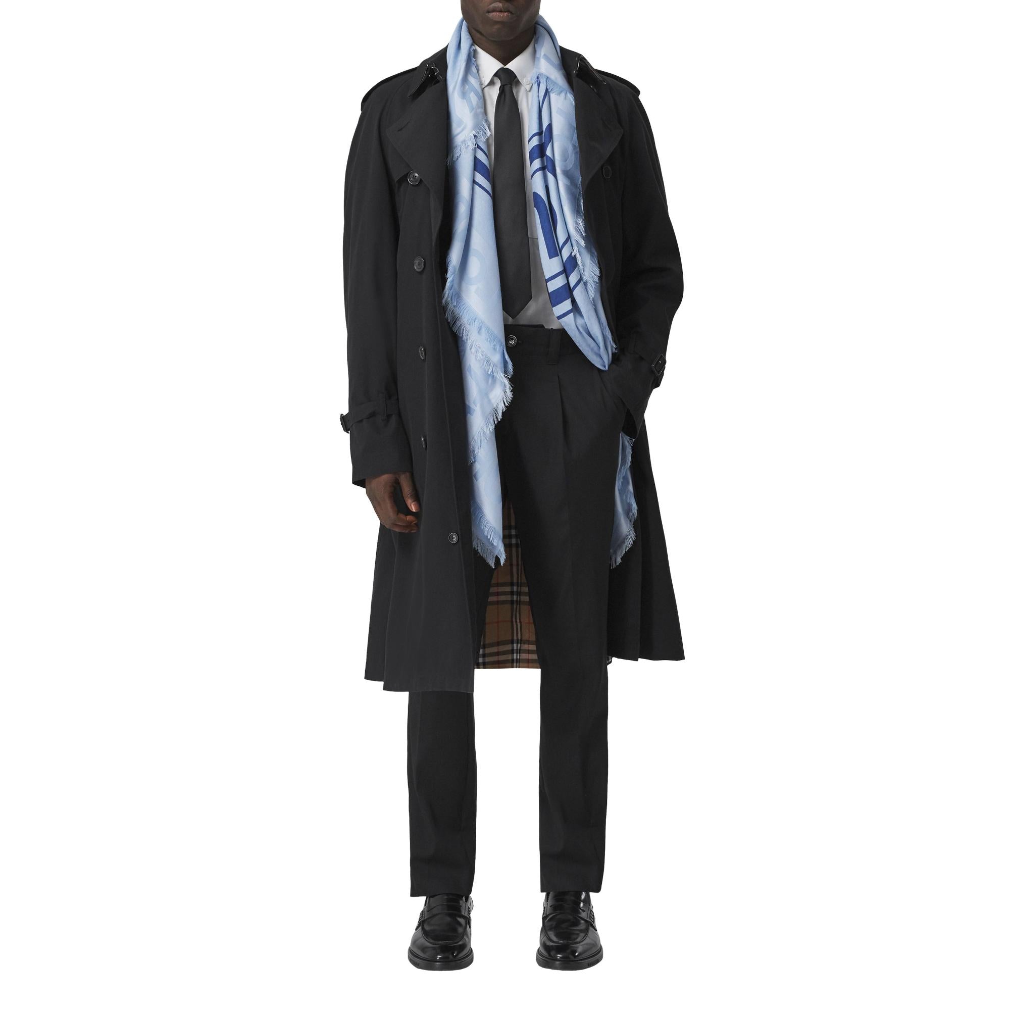 라지 로고 그래픽 실크 울 자카드 스퀘어 스카프