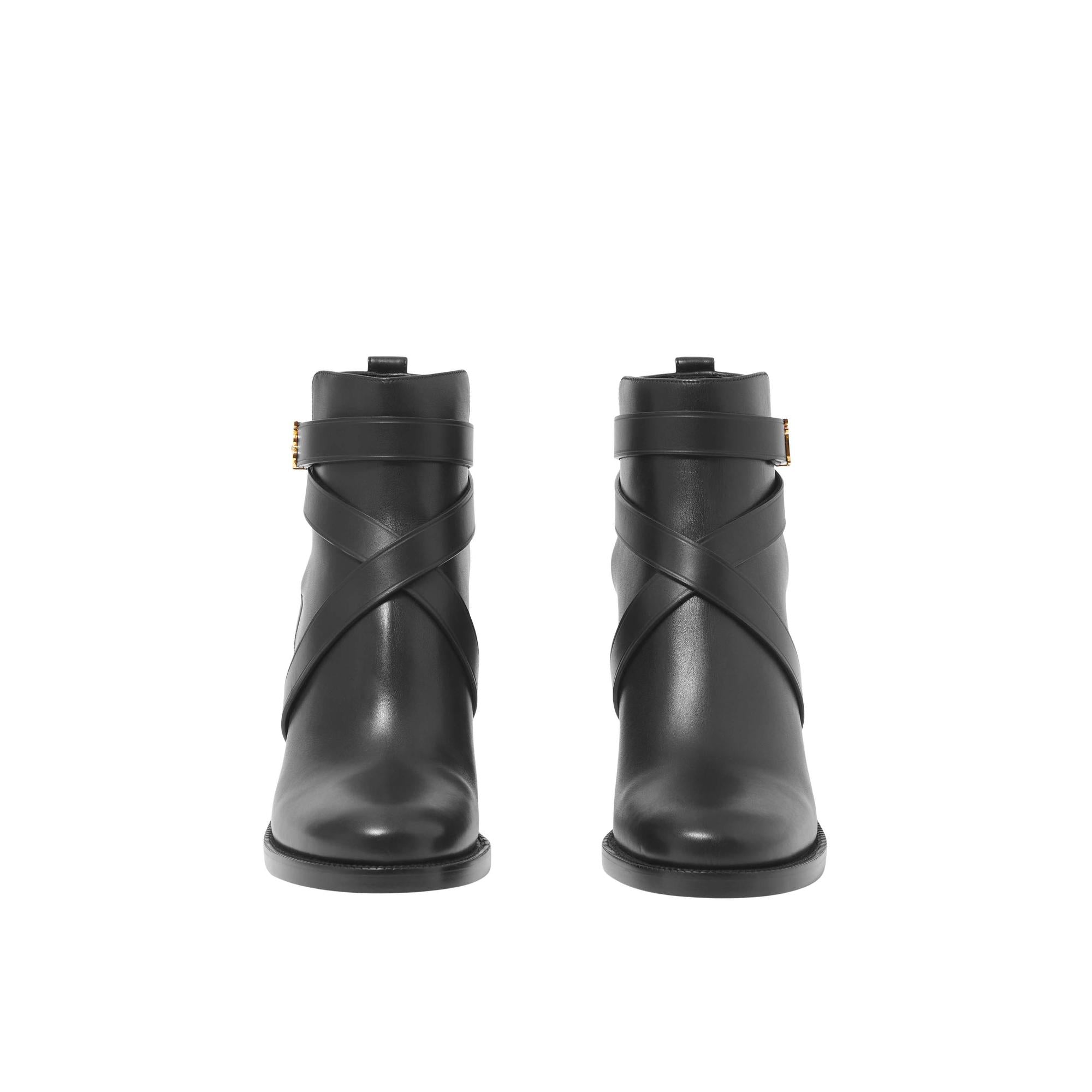 모노그램 모티프 레더 앵클 부츠