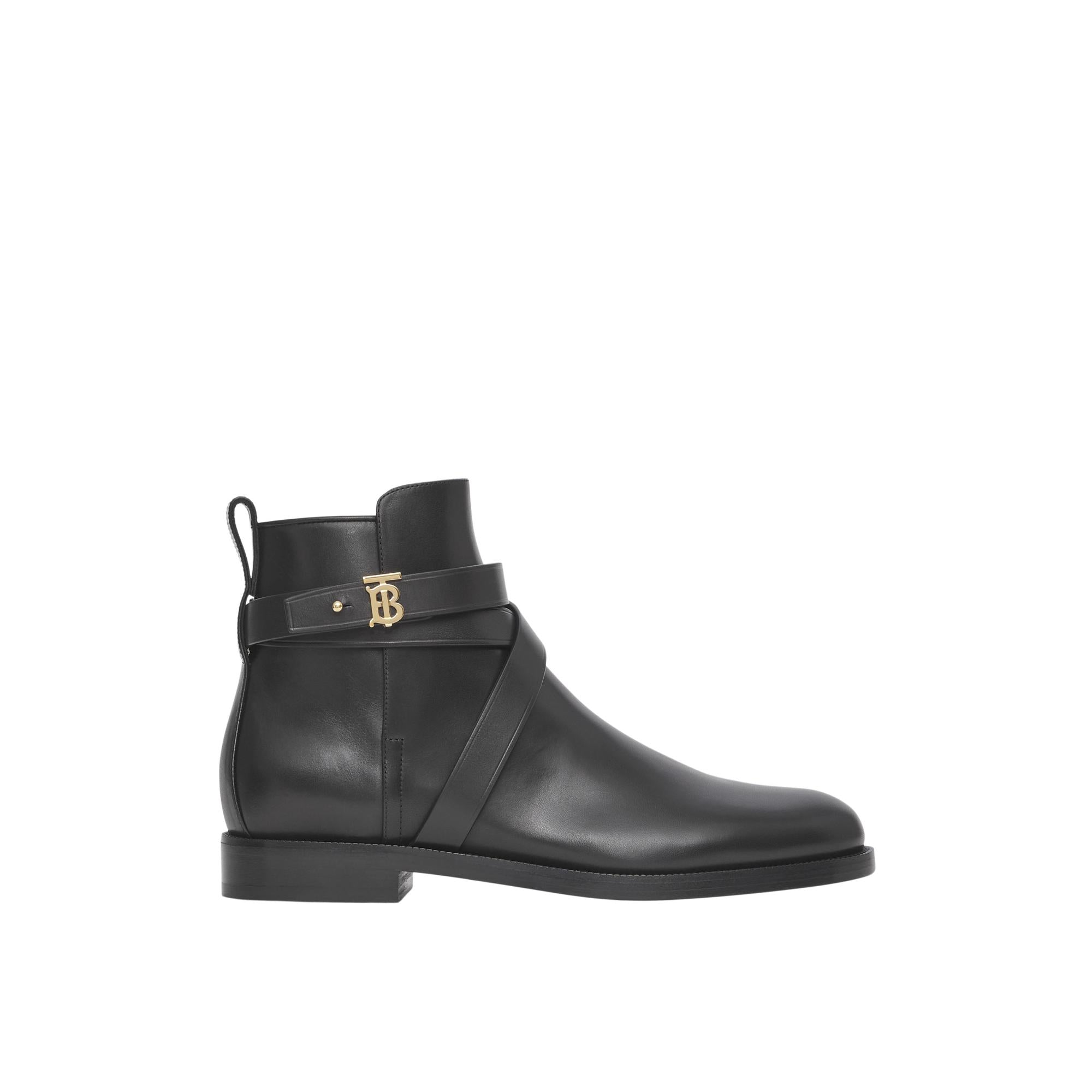 모노그램 모티프 레더 앵클 부츠