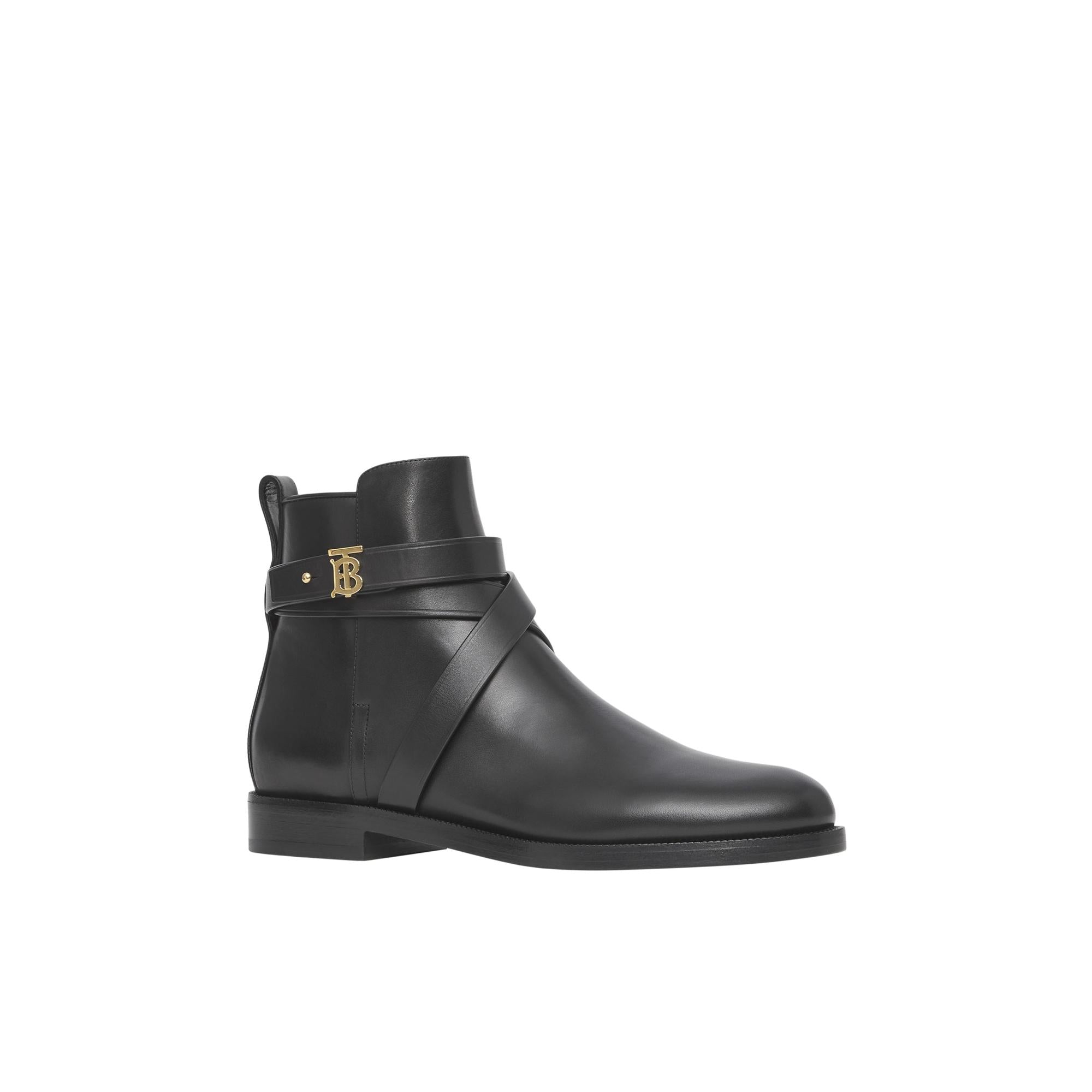 모노그램 모티프 레더 앵클 부츠