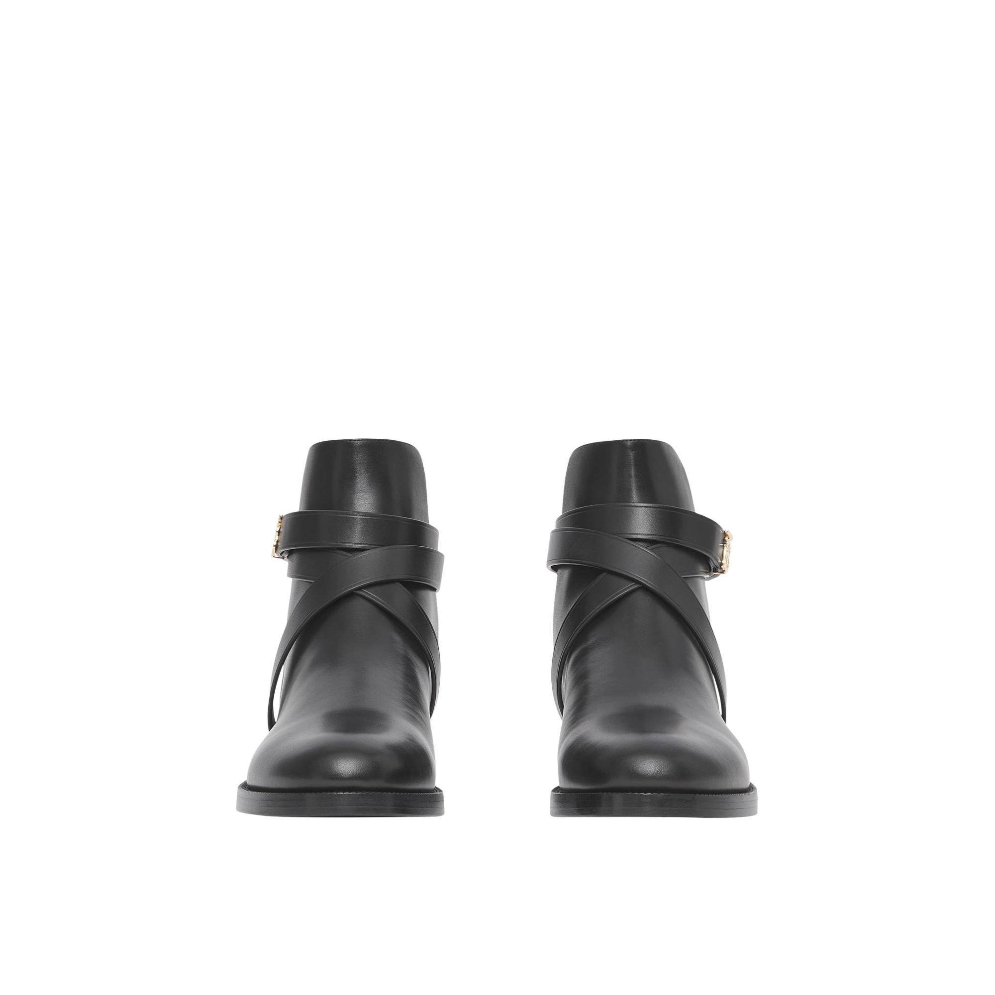 모노그램 모티프 레더 앵클 부츠