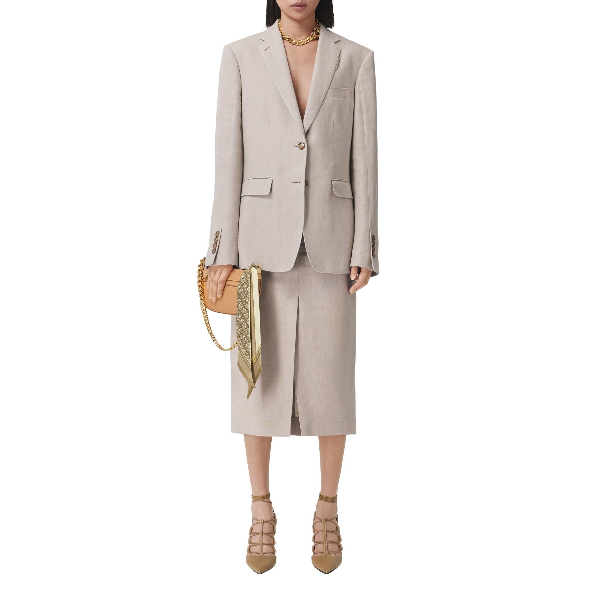 모노그램 로고 프린트 실크 스키니 스카프