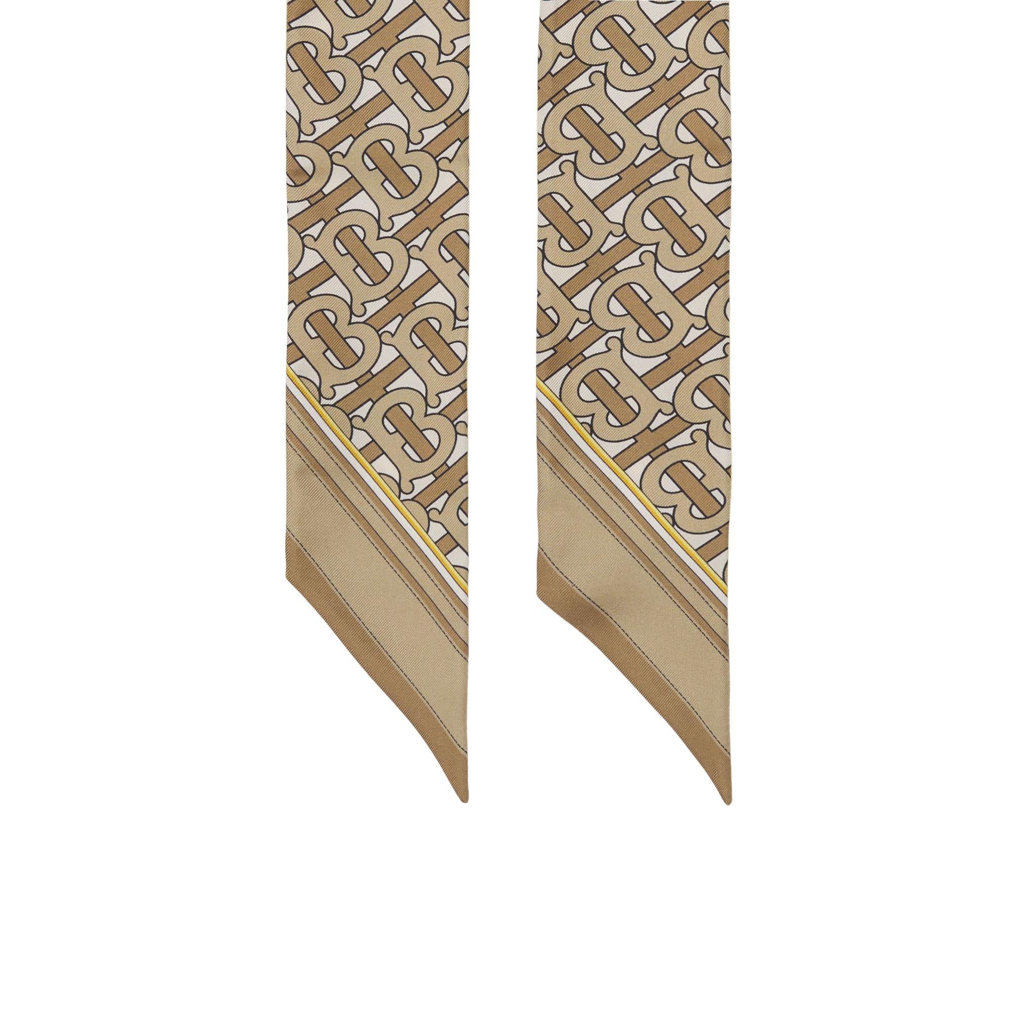 모노그램 로고 프린트 실크 스키니 스카프