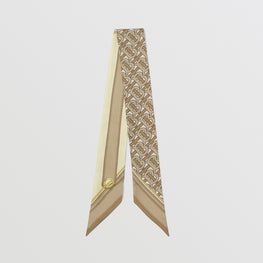 모노그램 로고 프린트 실크 스키니 스카프