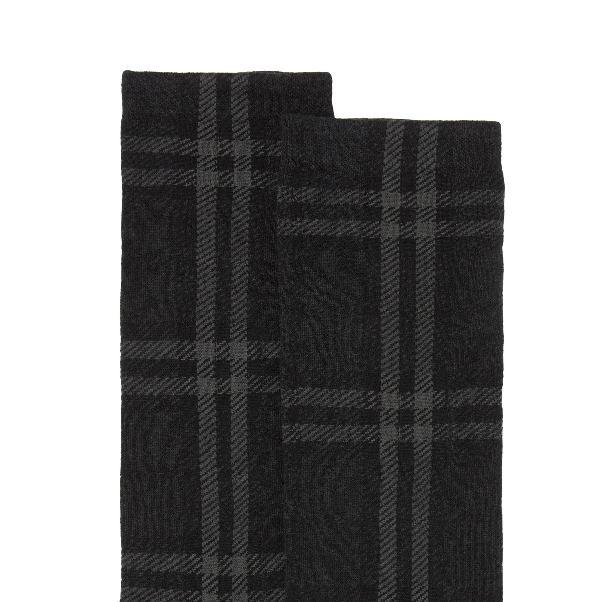 체크 코튼 캐시미어 블렌드 양말