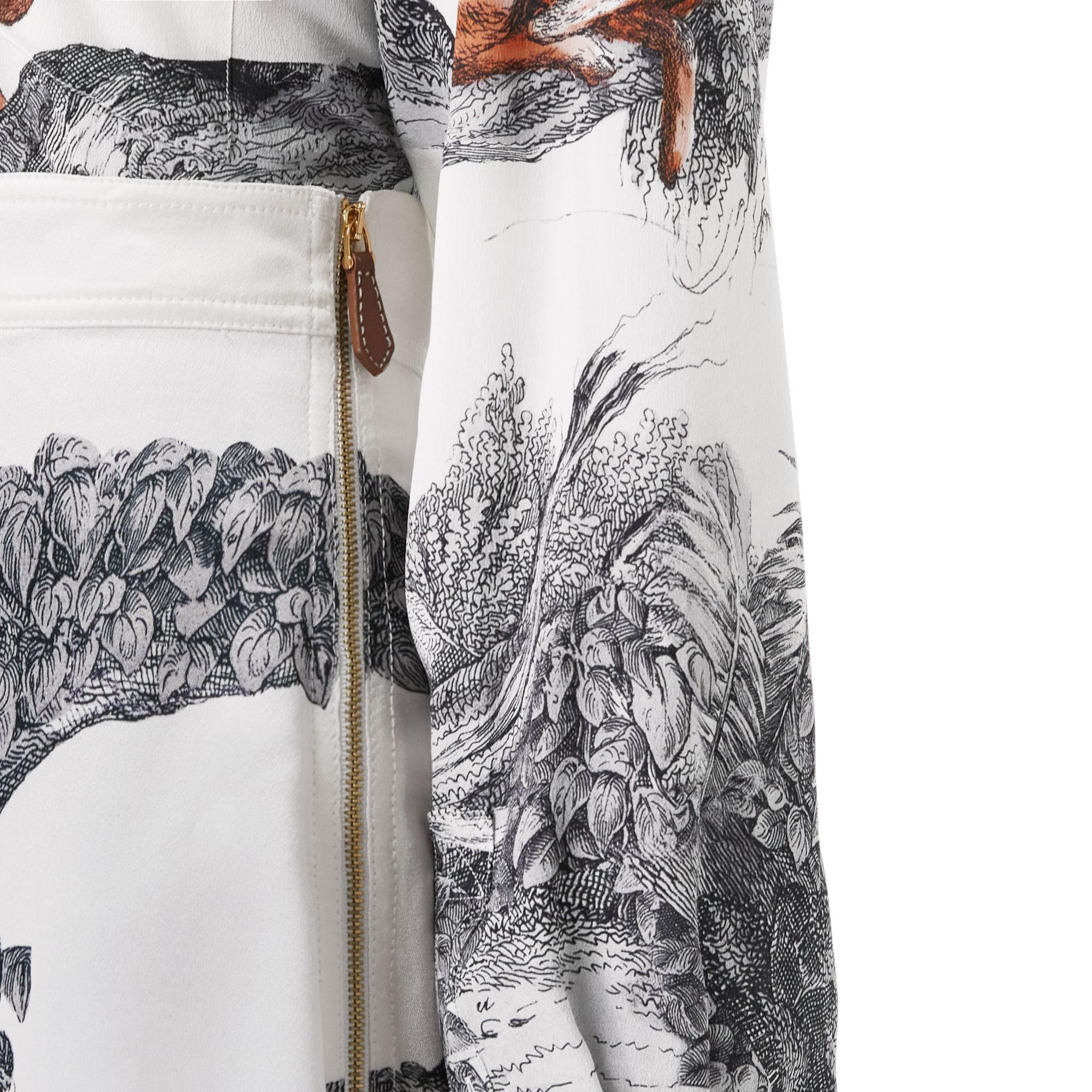 디어 스케치 프린트 실크 라이닝 스커트