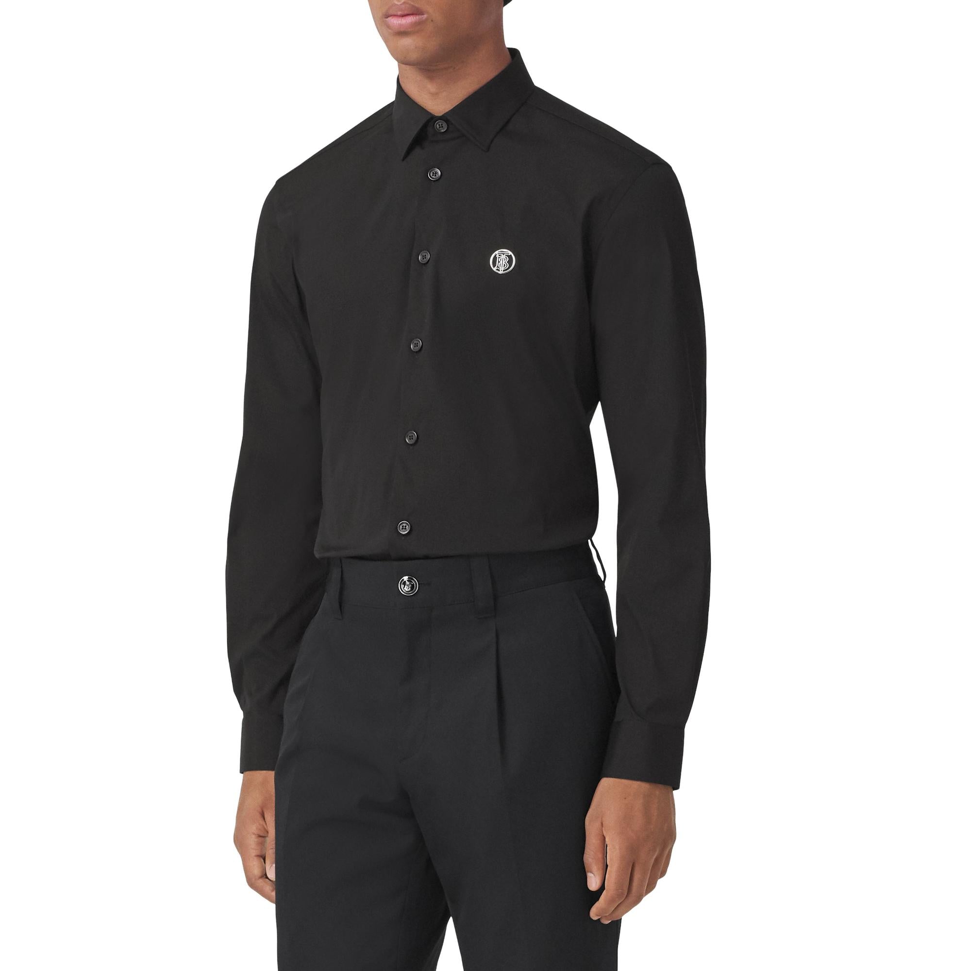 모노그램 모티프 테크니컬 코튼 셔츠