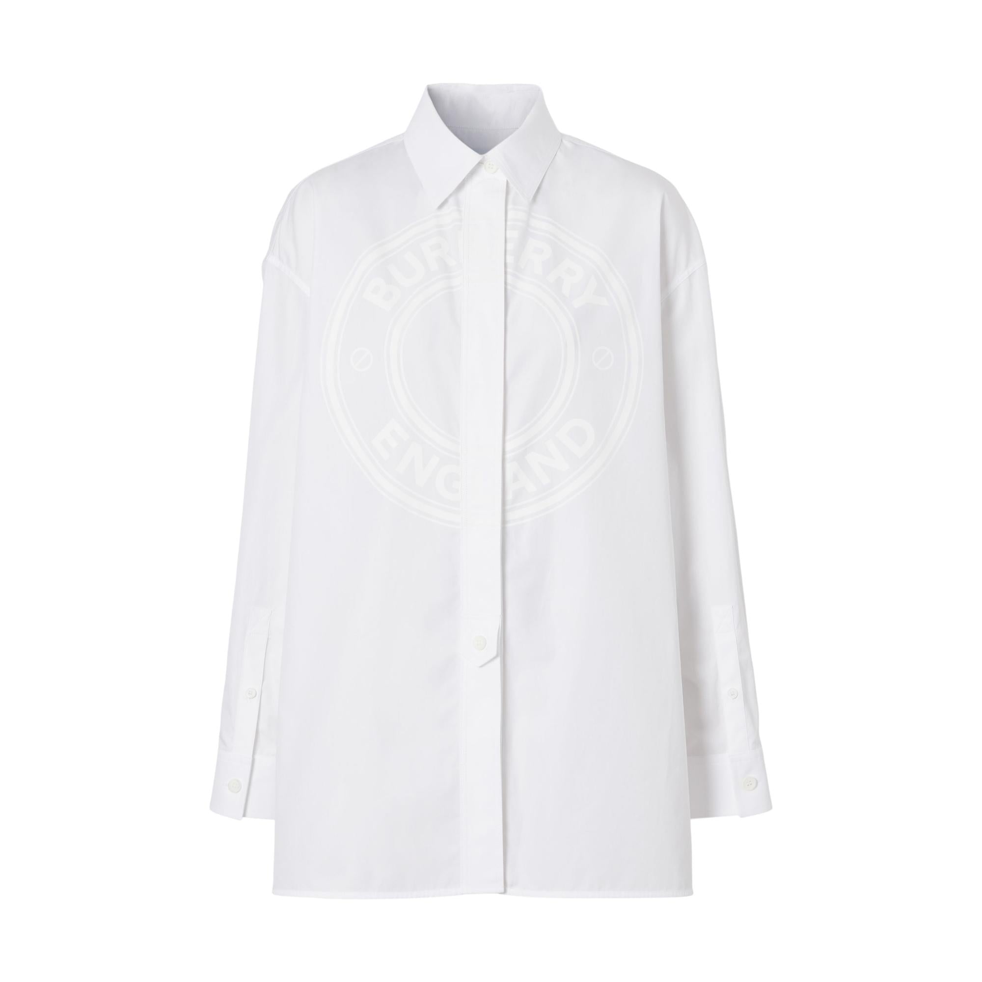 로고 그래픽 코튼 옥스퍼드 오버사이즈 셔츠