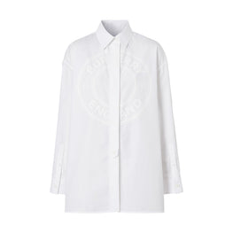 로고 그래픽 코튼 옥스퍼드 오버사이즈 셔츠