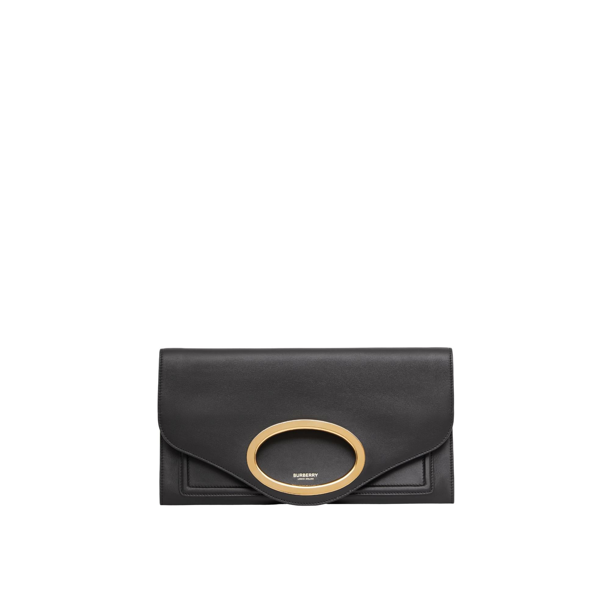 스몰 핸들 디테일 레더 포켓 클러치